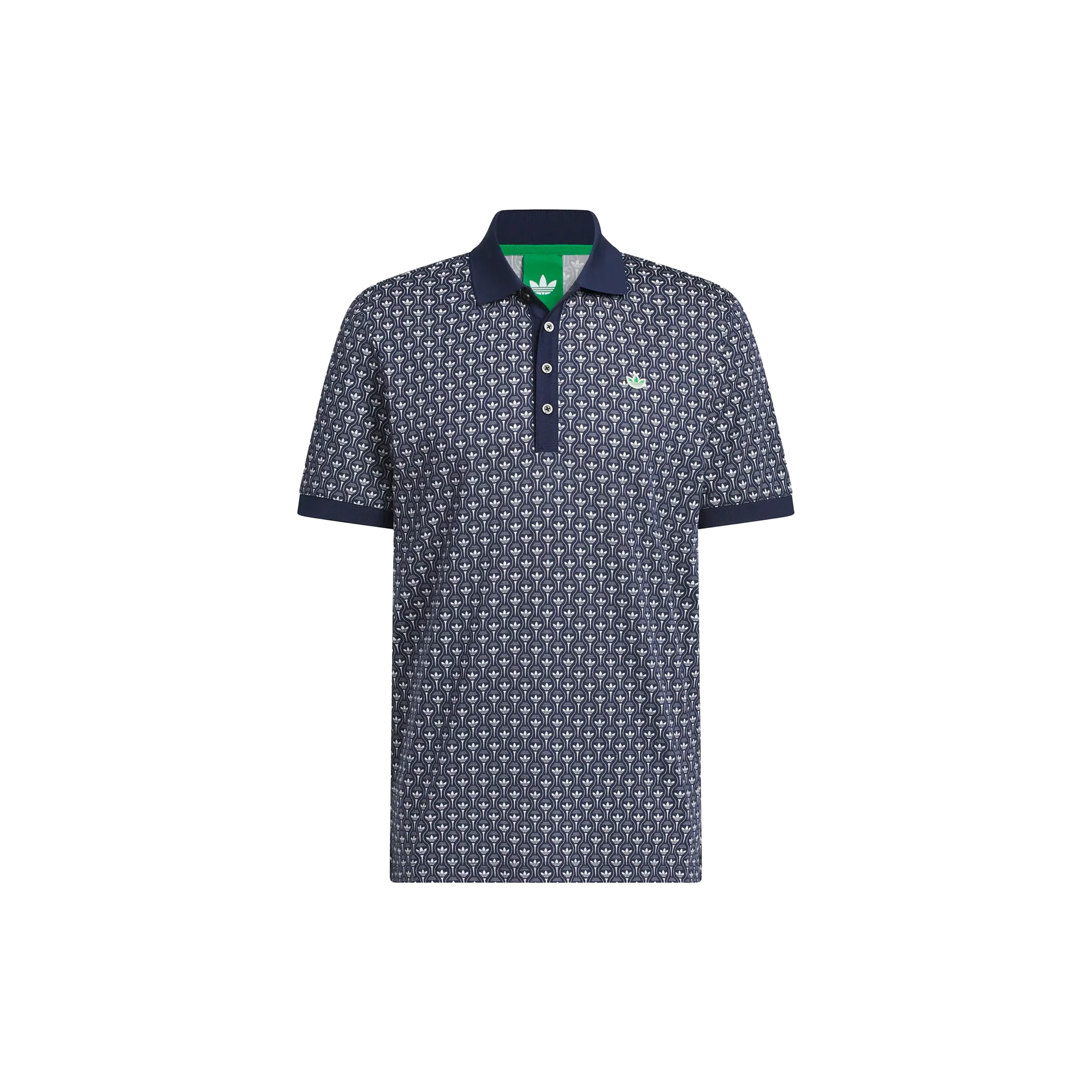 adidas Golf Originals All Over Trefoil Polo - Night Indigo / Chalk White