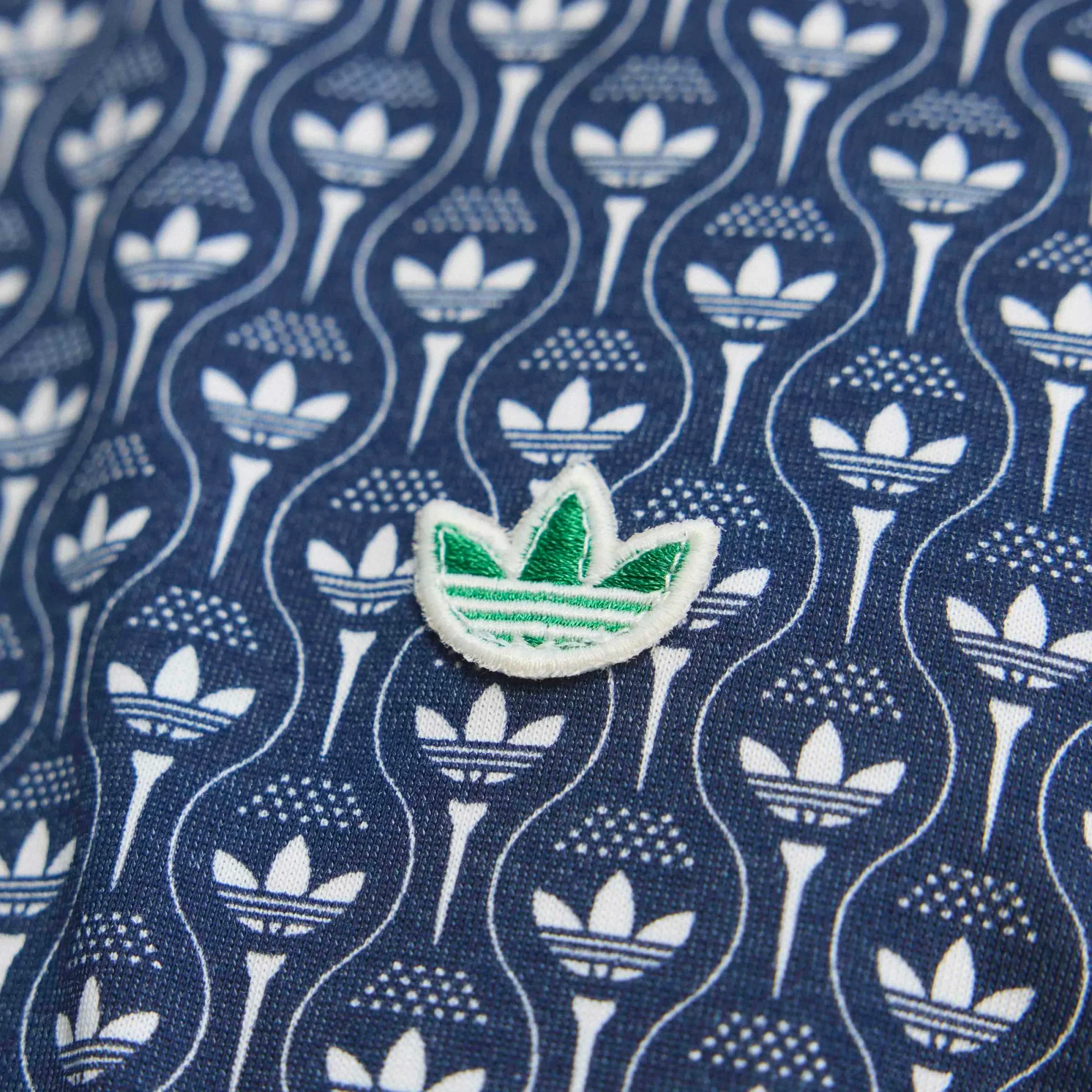 adidas Golf Originals All Over Trefoil Polo - Night Indigo / Chalk White - Image 2