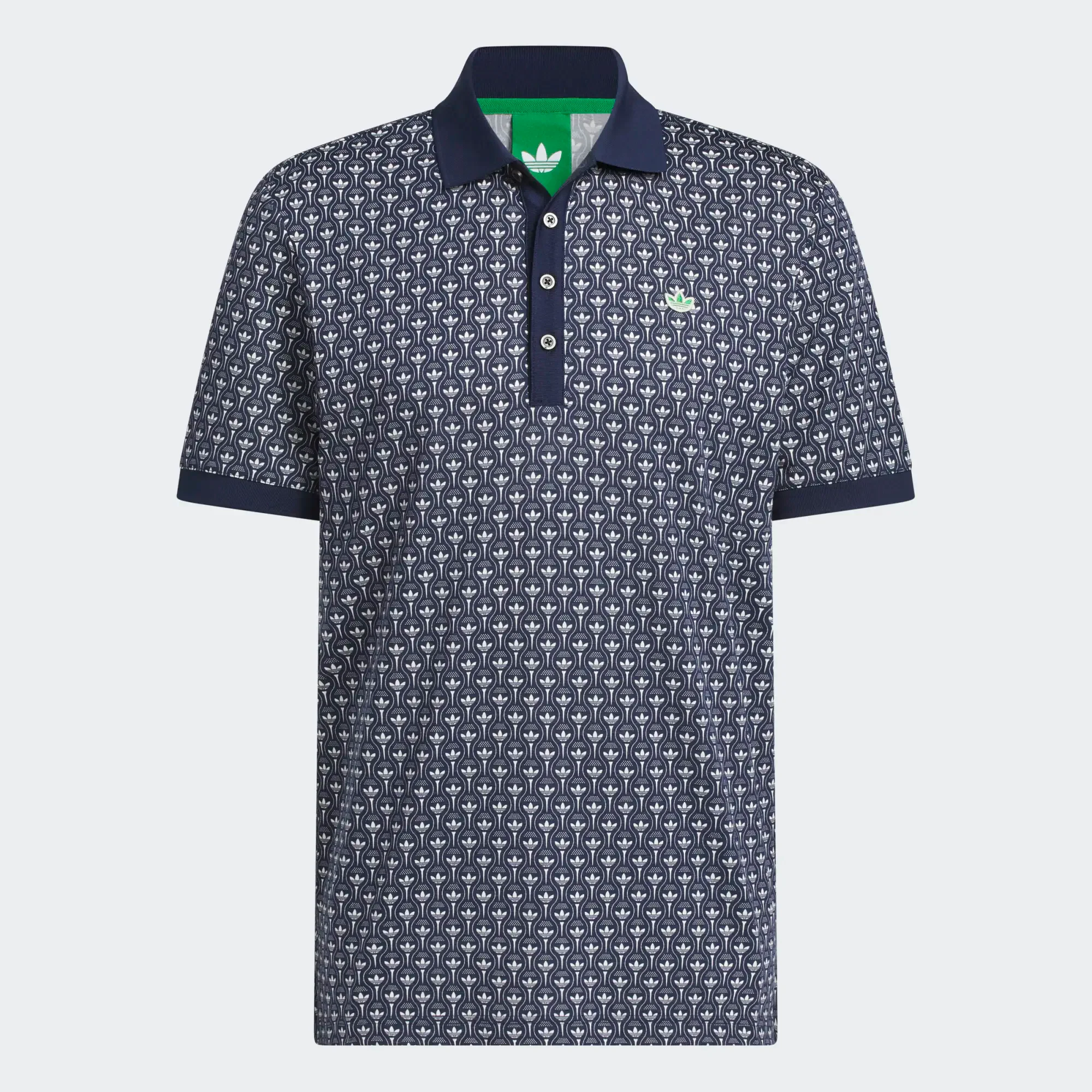 adidas Golf Originals All Over Trefoil Polo - Night Indigo / Chalk White - Image 6