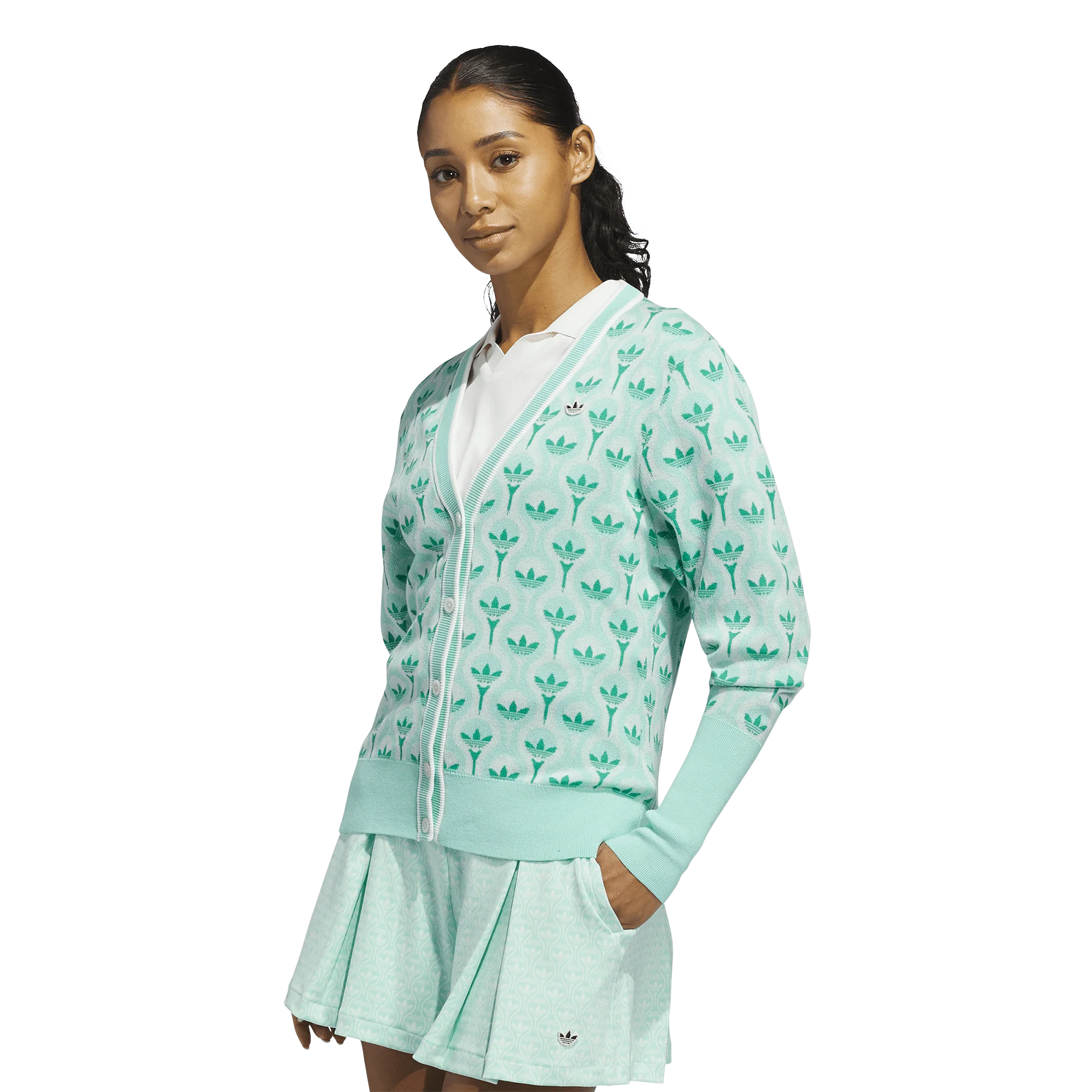 adidas Originals Golf Cardigan - White/Clear Mint - Image 2