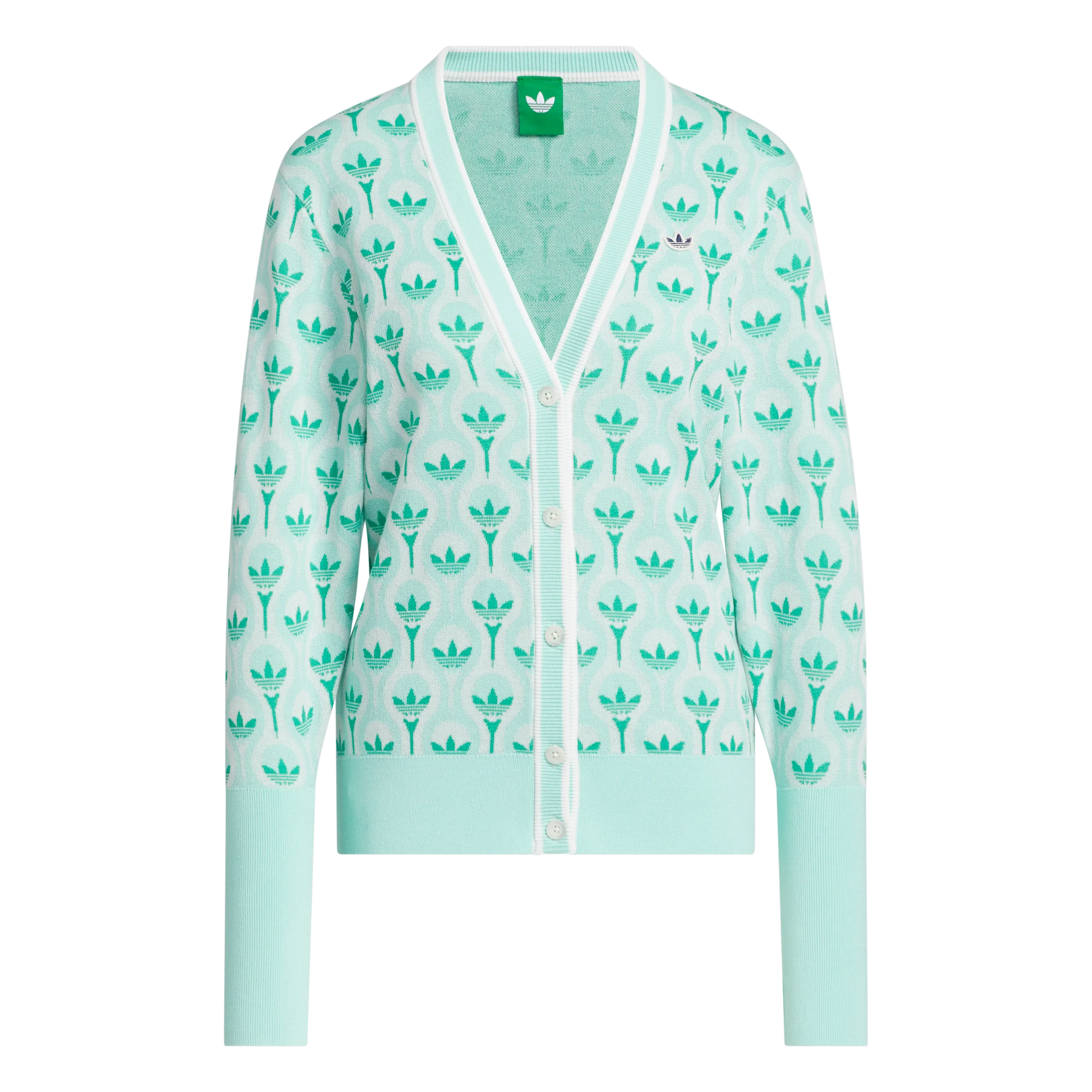adidas Originals Golf Cardigan - White/Clear Mint - Image 4