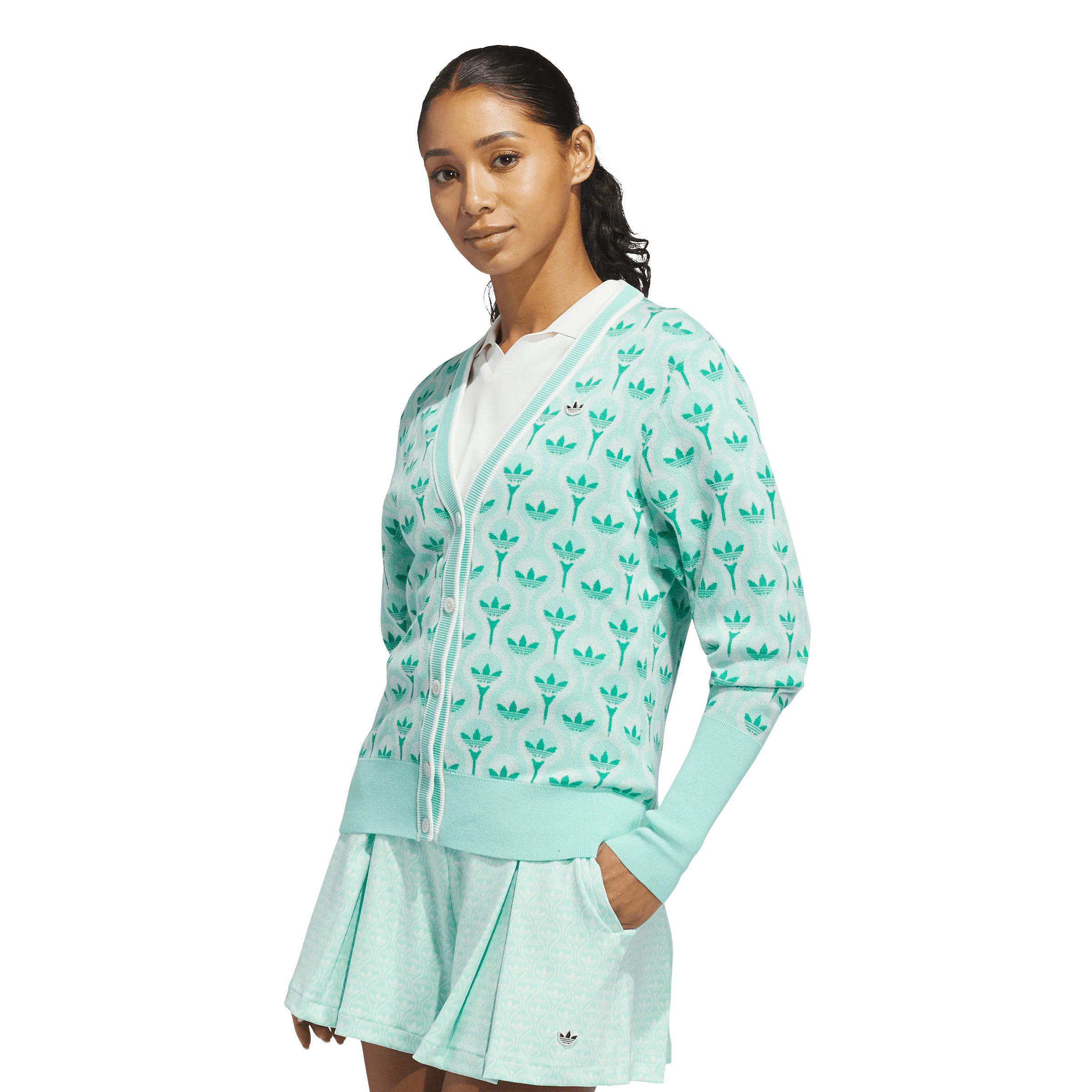 adidas Originals Golf Cardigan - White/Clear Mint - Image 5