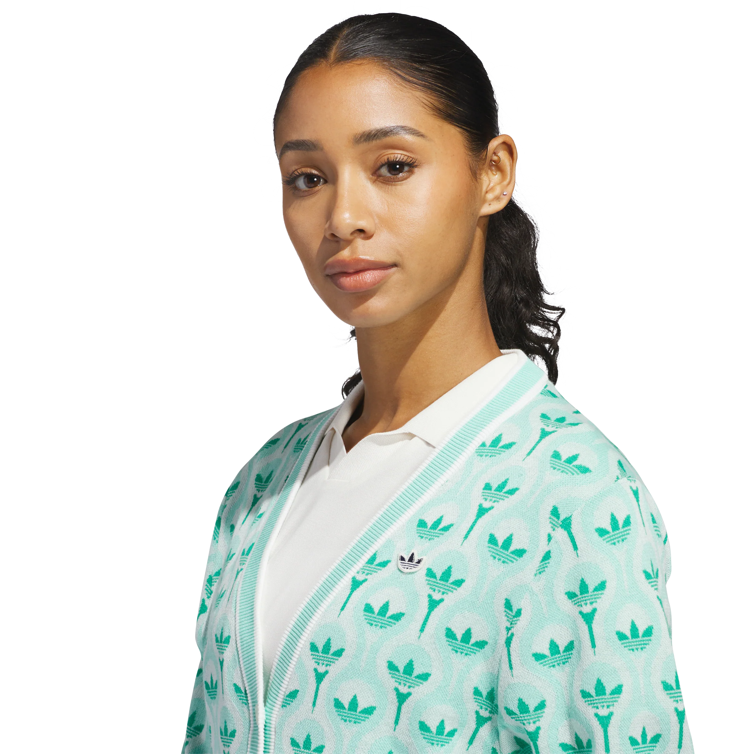 adidas Originals Golf Cardigan - White/Clear Mint - Image 8