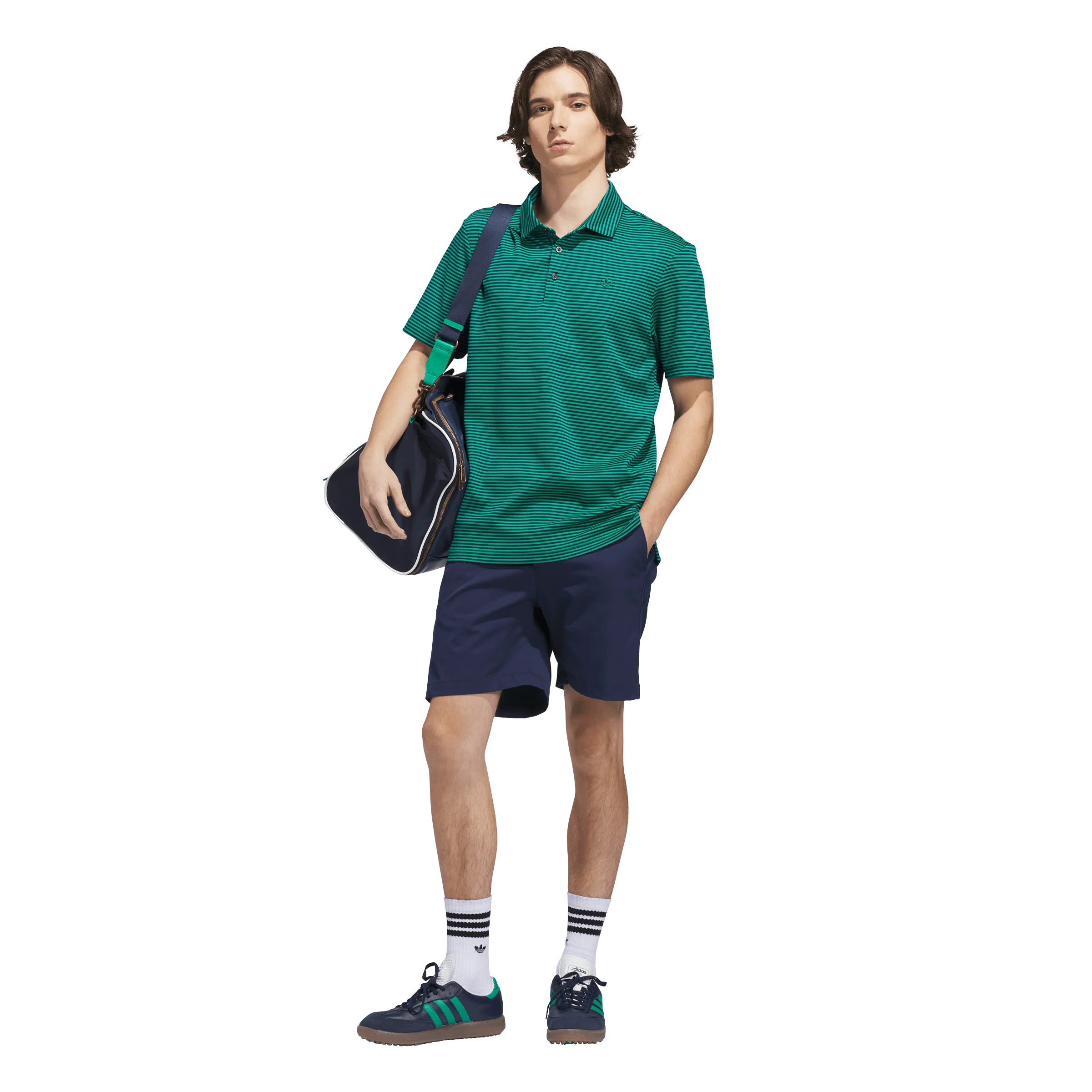 adidas Originals Golf Stripe Polo - Court Green/Night Indigo - Image 6