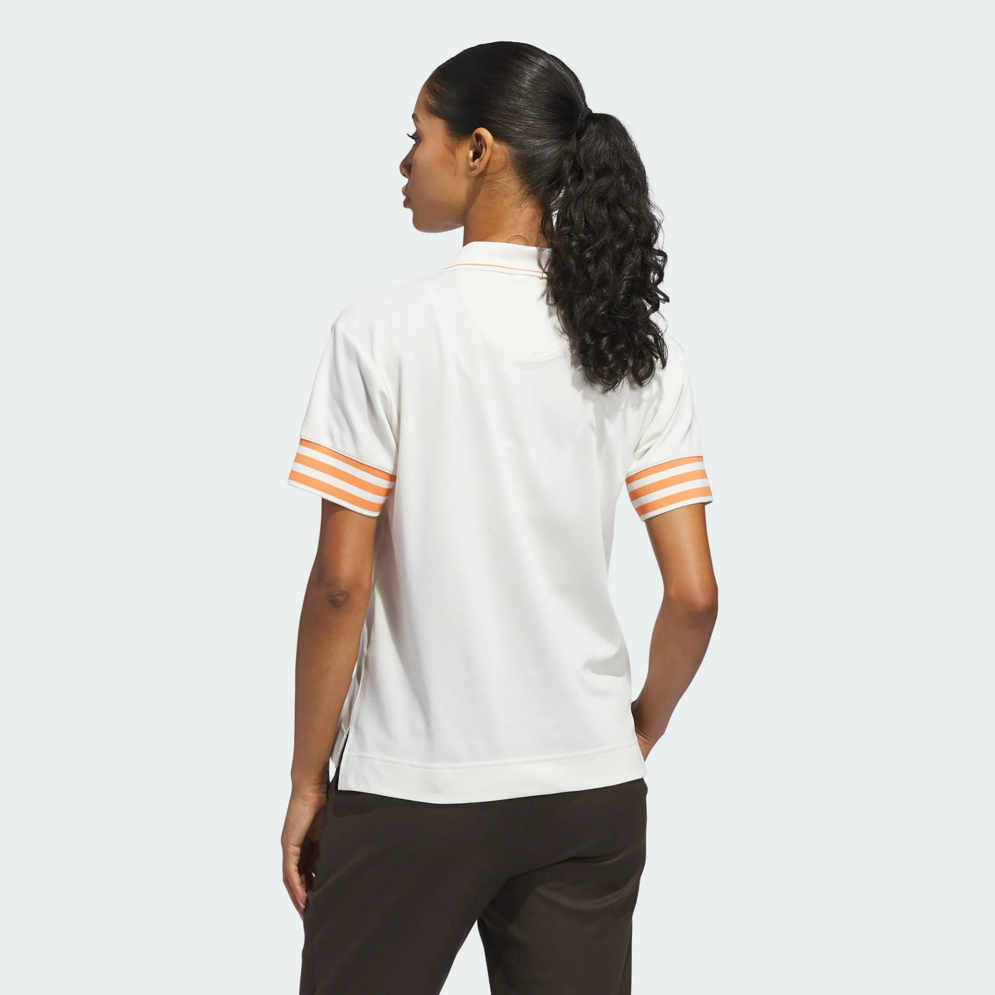 adidas Originals Golf 3-Stripes Polo Shirt - White/Orange - Image 7