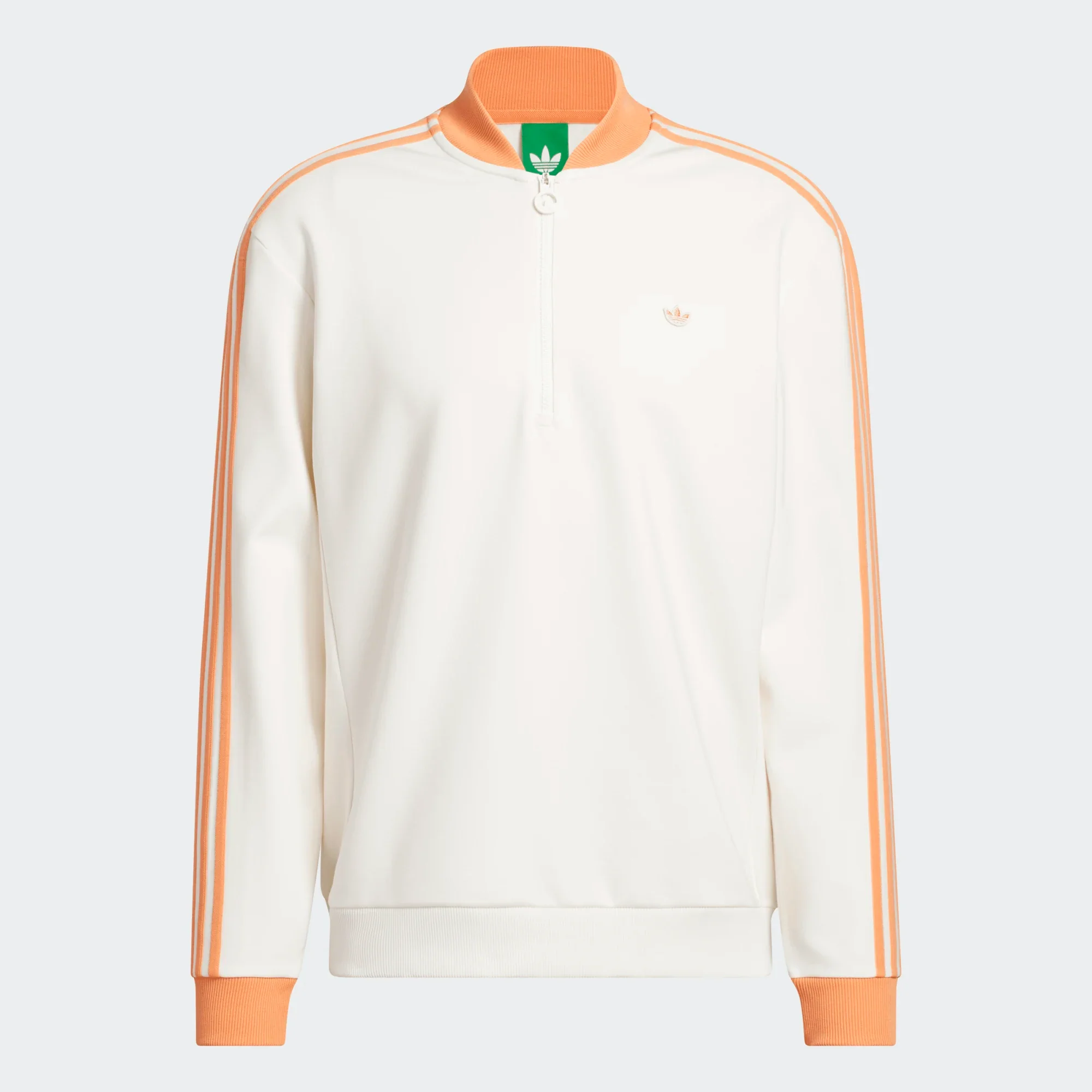 adidas Golf Originals 3-Stripe 1/4 Zip- White/ Orange - Image 3