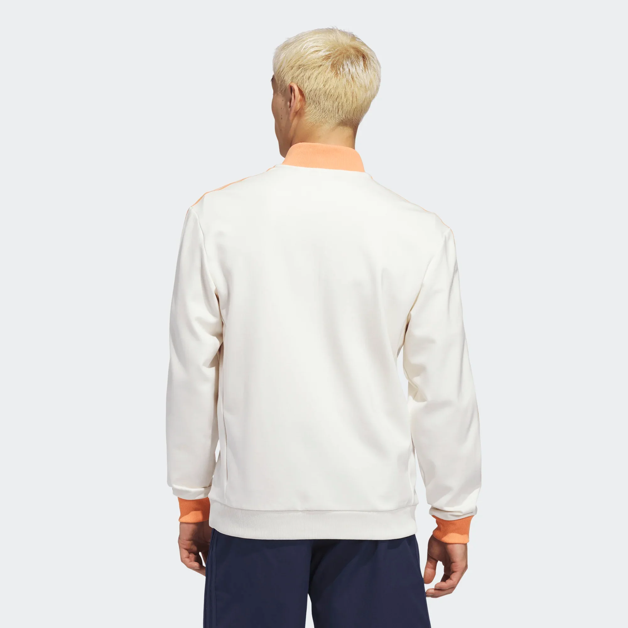 adidas Golf Originals 3-Stripe 1/4 Zip- White/ Orange - Image 5