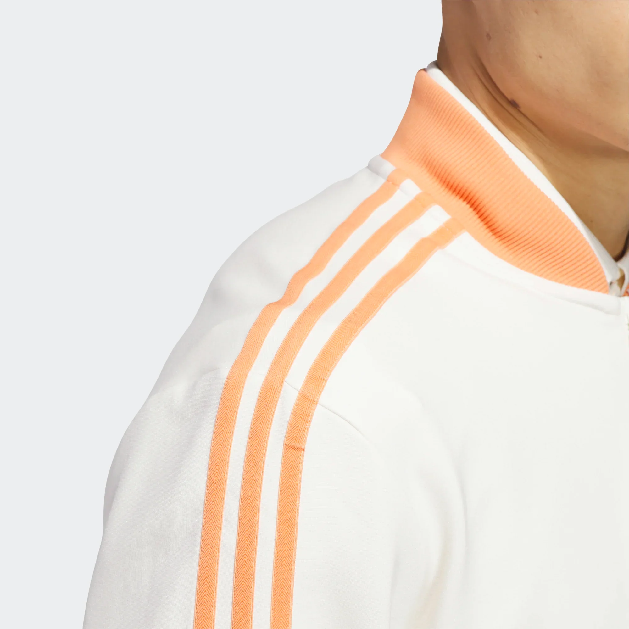 adidas Golf Originals 3-Stripe 1/4 Zip- White/ Orange - Image 8