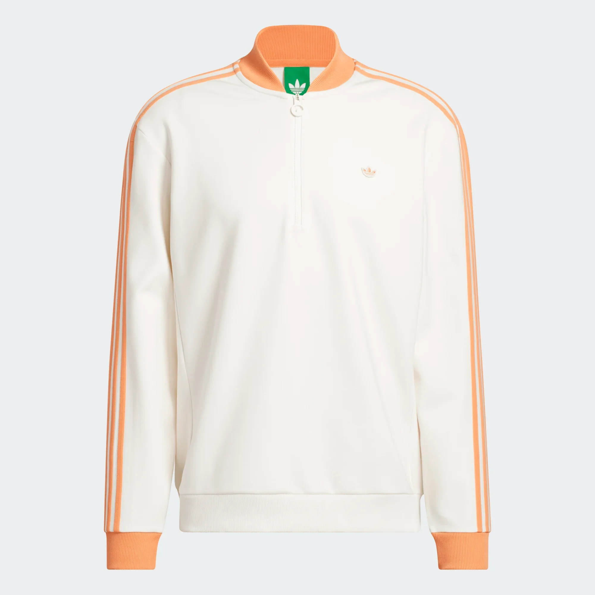 adidas Golf Originals 3-Stripe 1/4 Zip- White/ Orange - Image 9