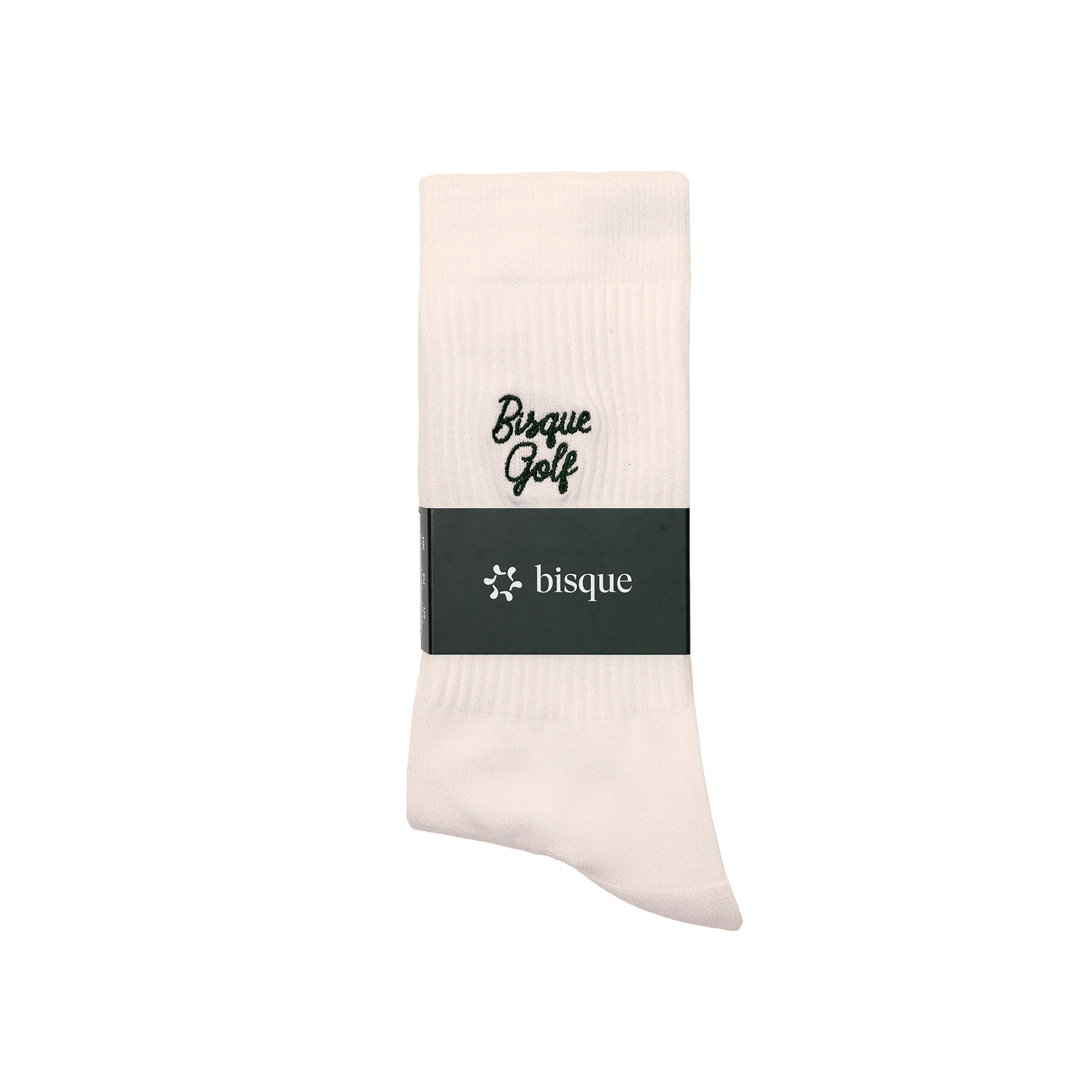 Bisque Golf Crew Sock Script - Off White