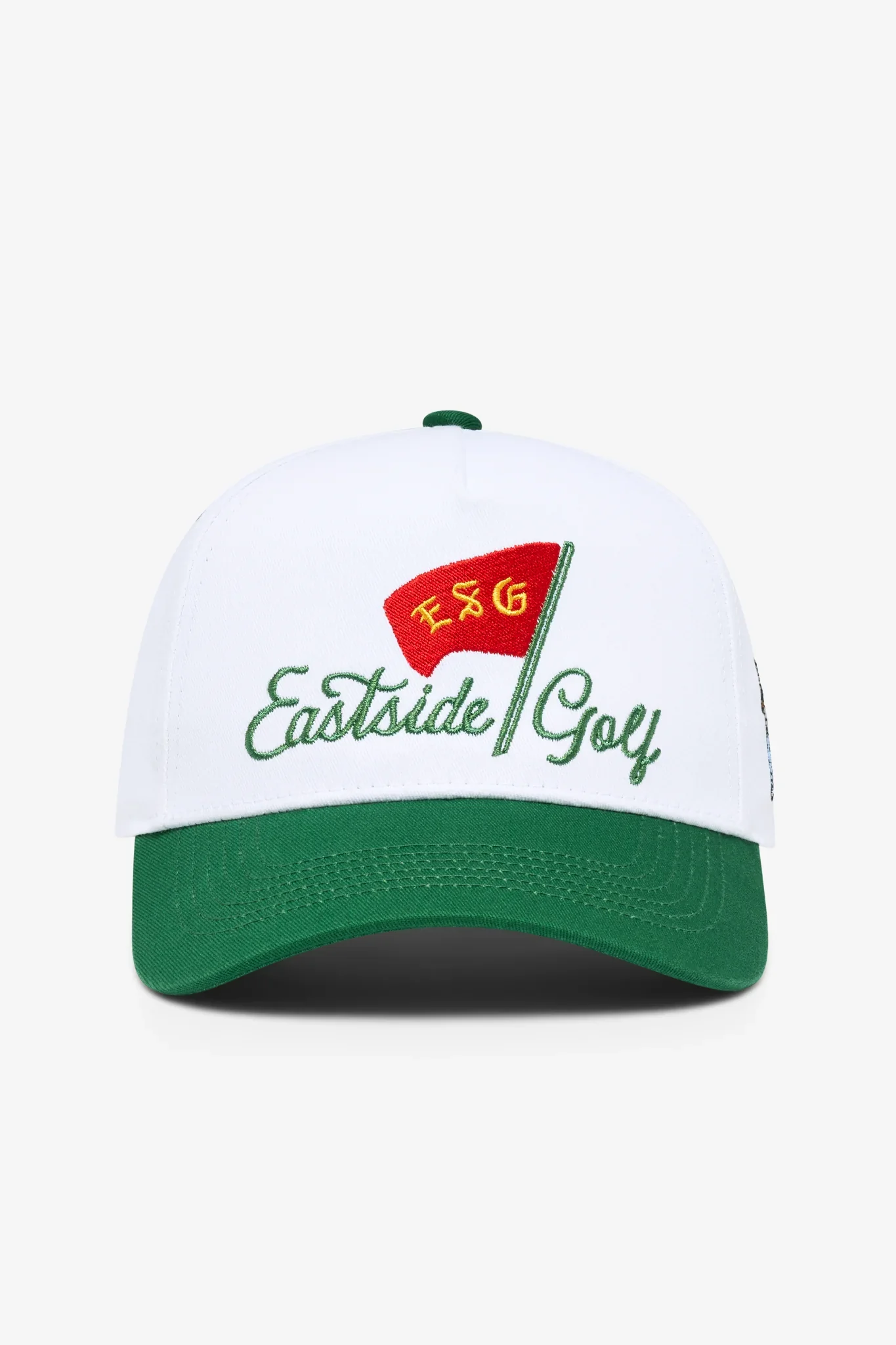 Eastside Golf Pin High 5 Panel Hat - White/Verde - Image 2