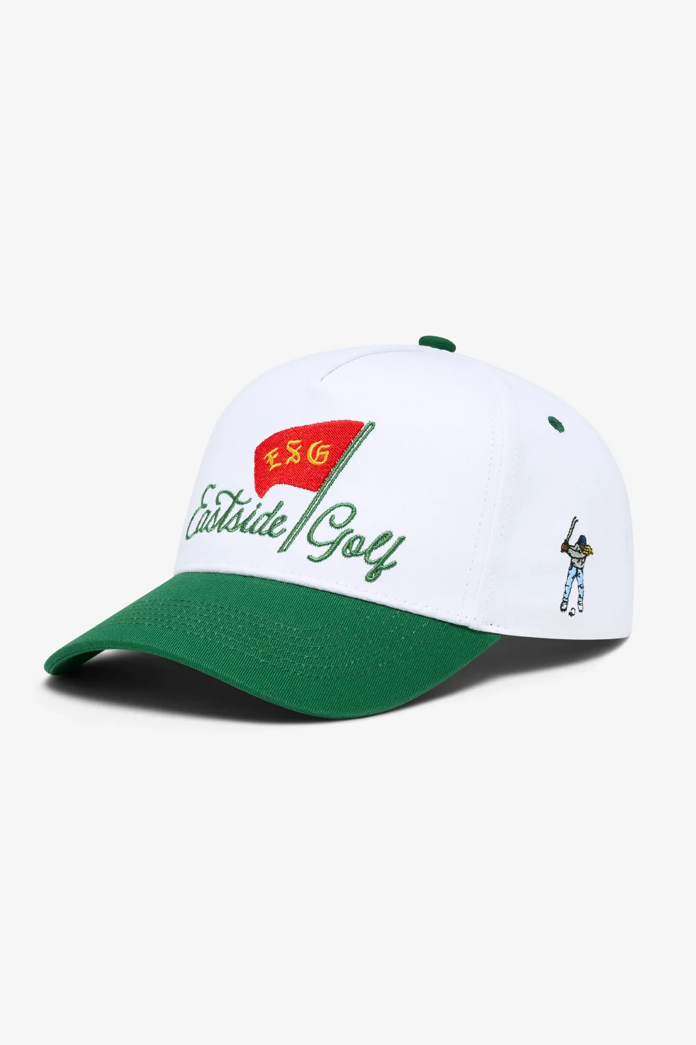 Eastside Golf Pin High 5 Panel Hat - White/Verde - Image 3