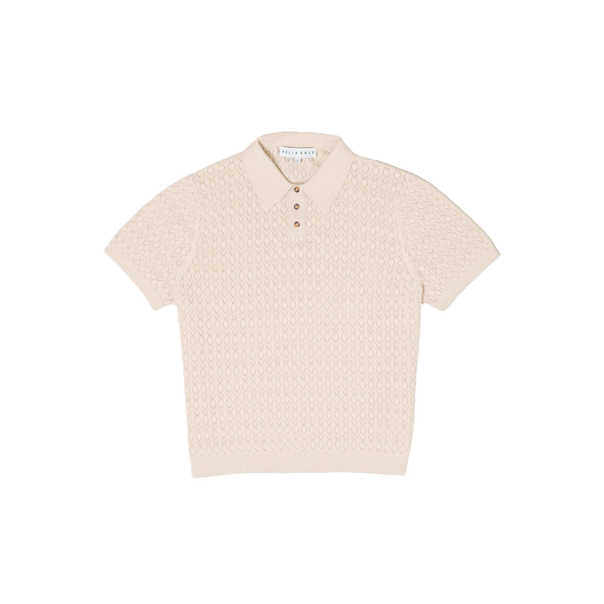 Fella Golf Lionel Creme Knitted Polo - Image 3