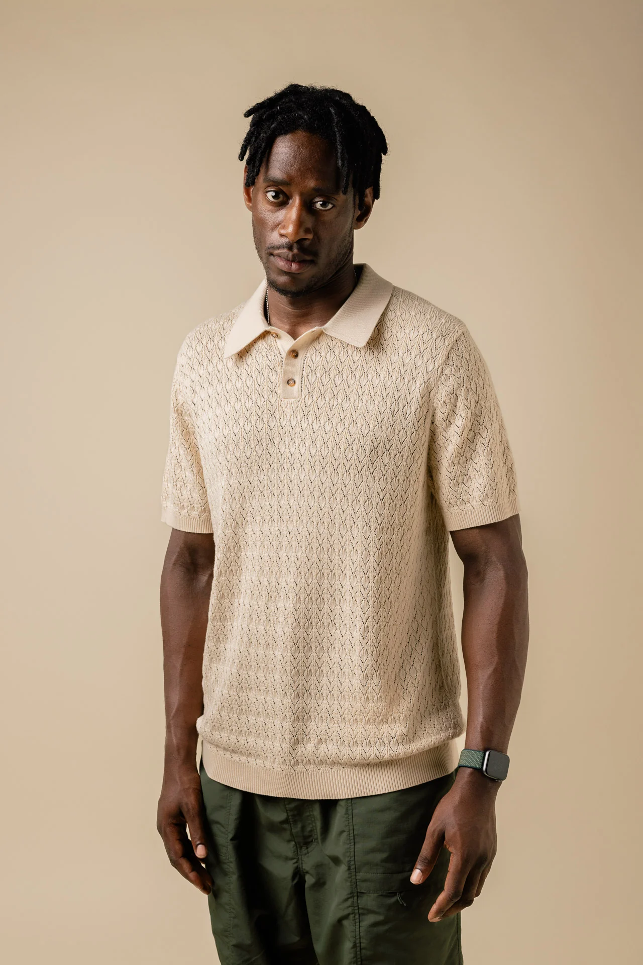 Fella Golf Lionel Creme Knitted Polo - Image 6
