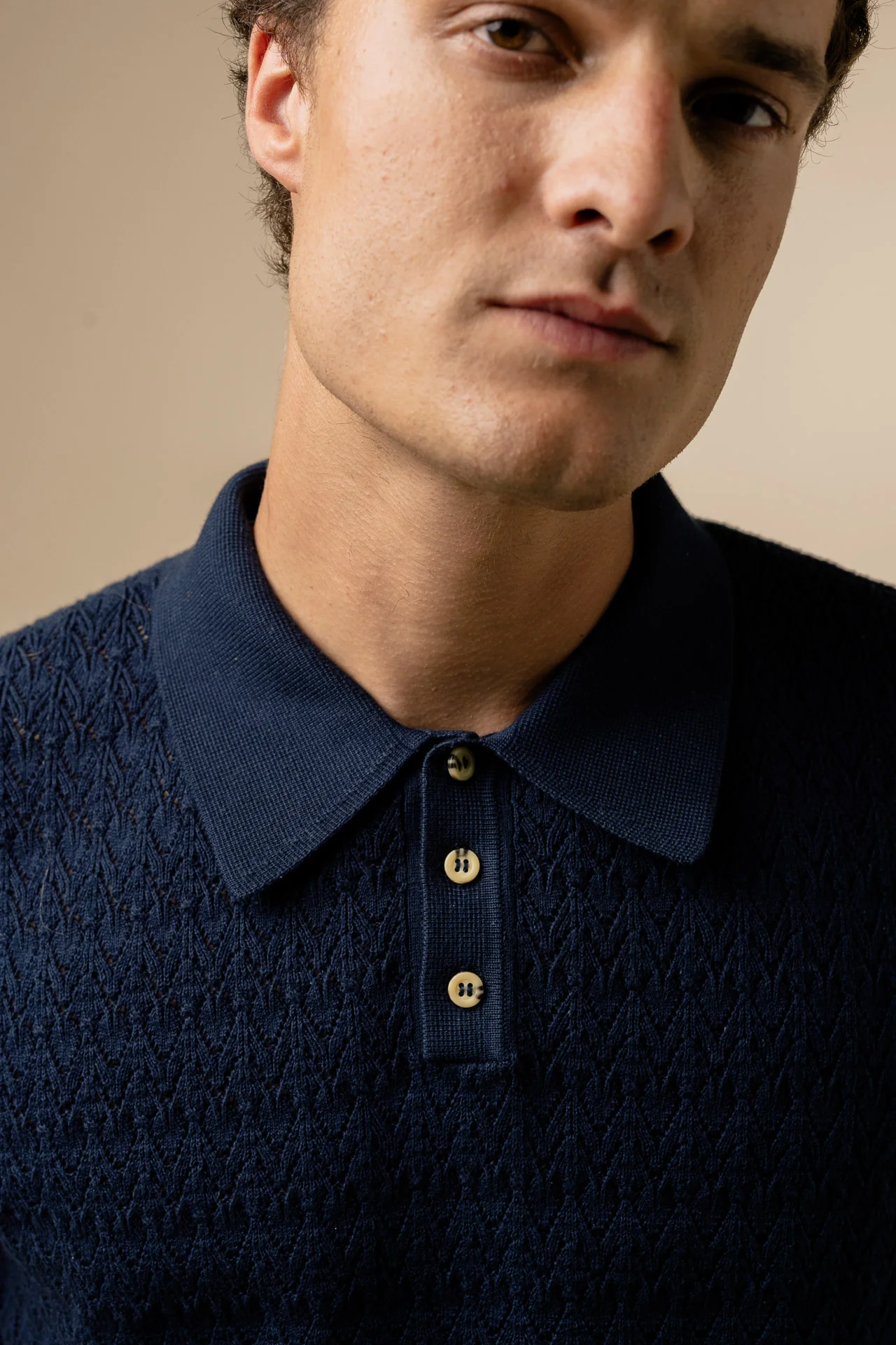 Fella Golf Lionel Navy Knitted Polo - Image 4