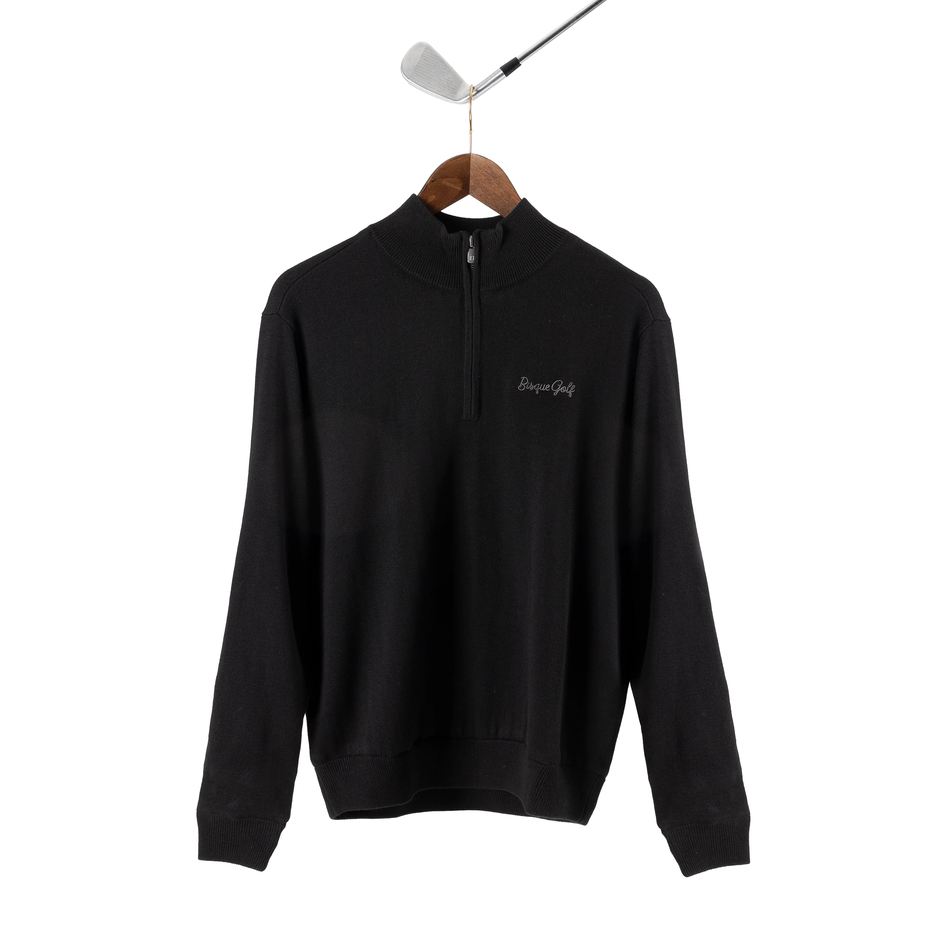FootJoy with Bisque Wool Blend 1/2 Zip Lined Pullover Black