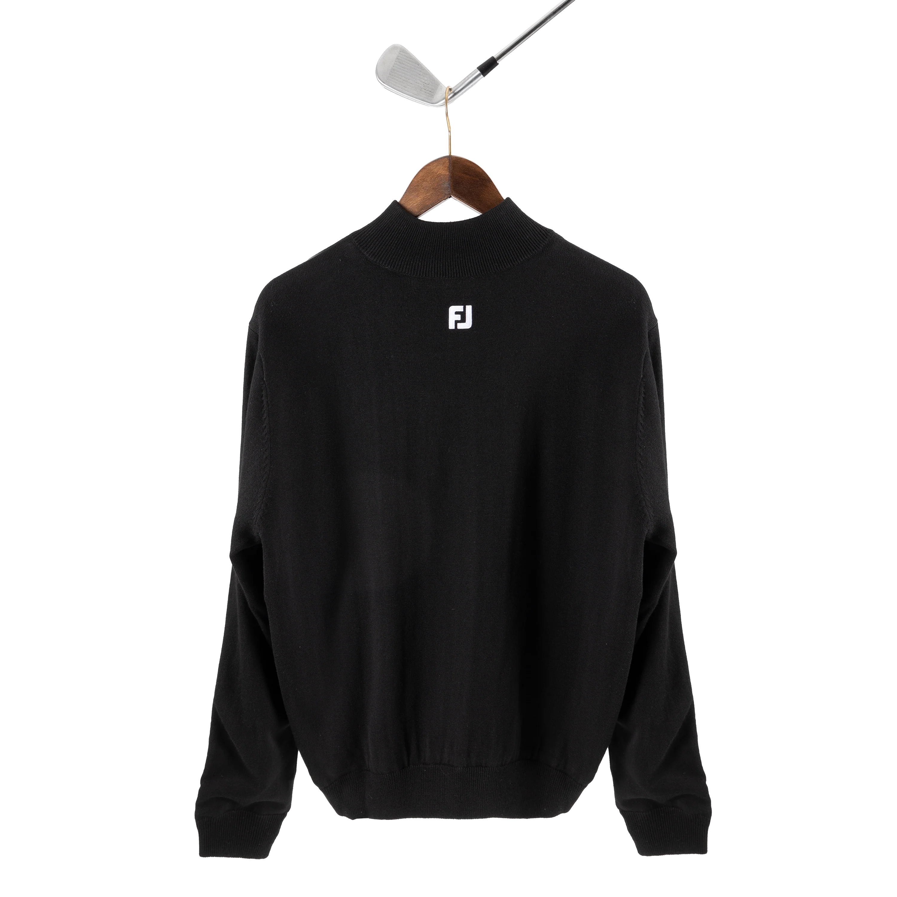 FootJoy with Bisque Wool Blend 1/2 Zip Lined Pullover Black - Image 2