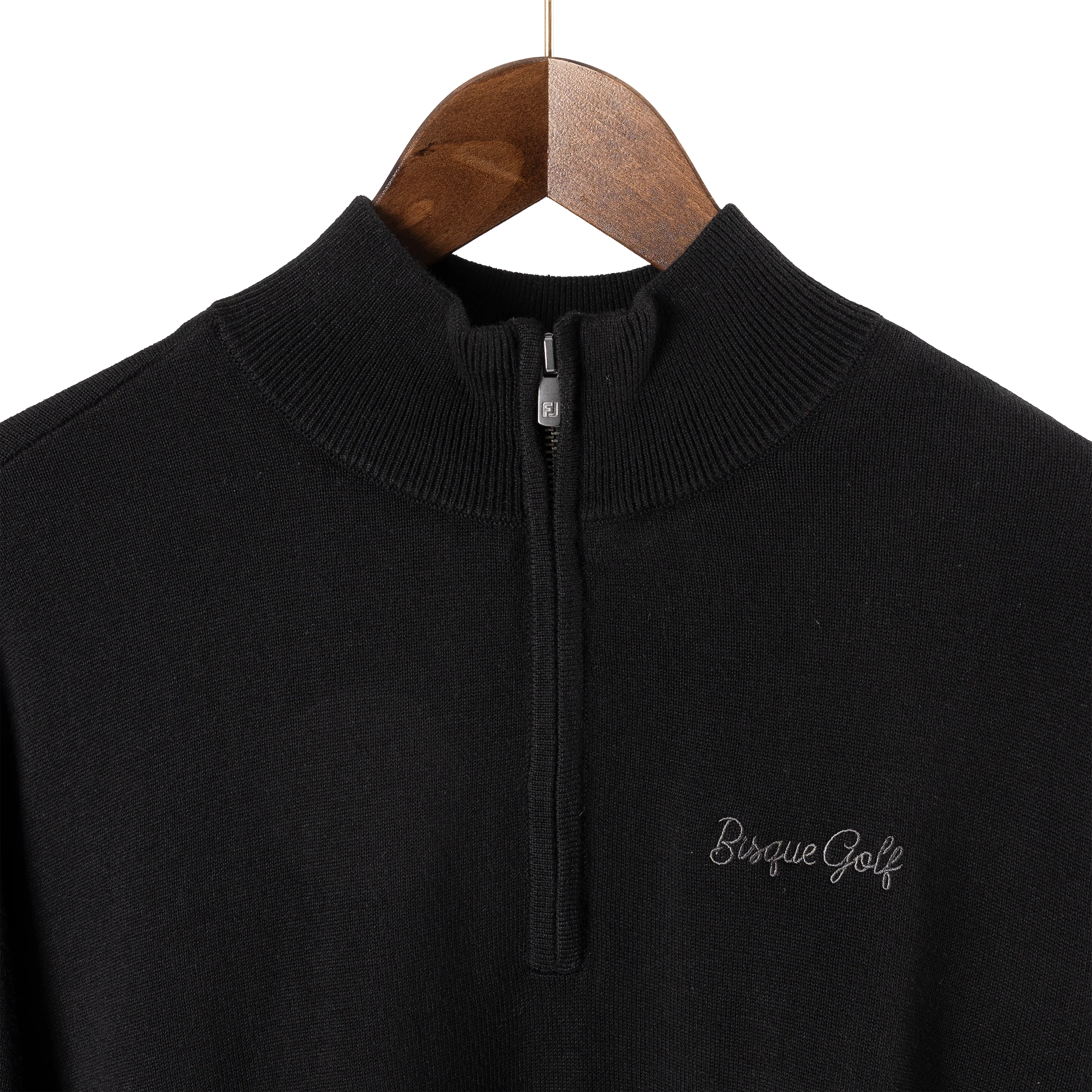 FootJoy with Bisque Wool Blend 1/2 Zip Lined Pullover Black - Image 4