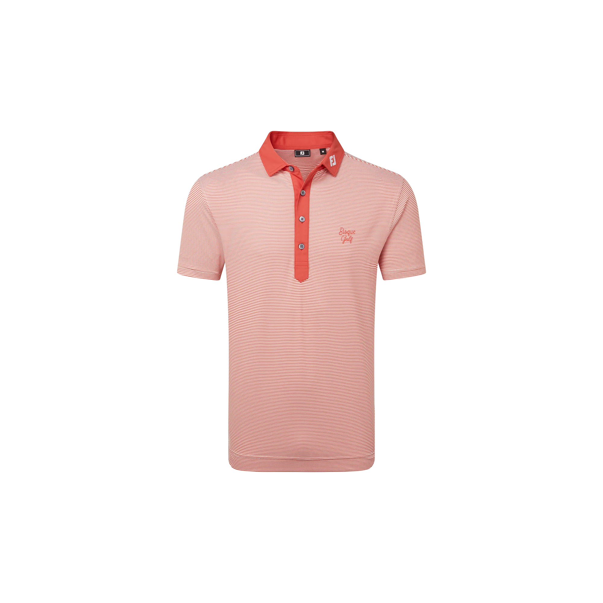 FootJoy x Bisque Golf Feeder Stripe Pique Polo - Nantucket Red - Image 3