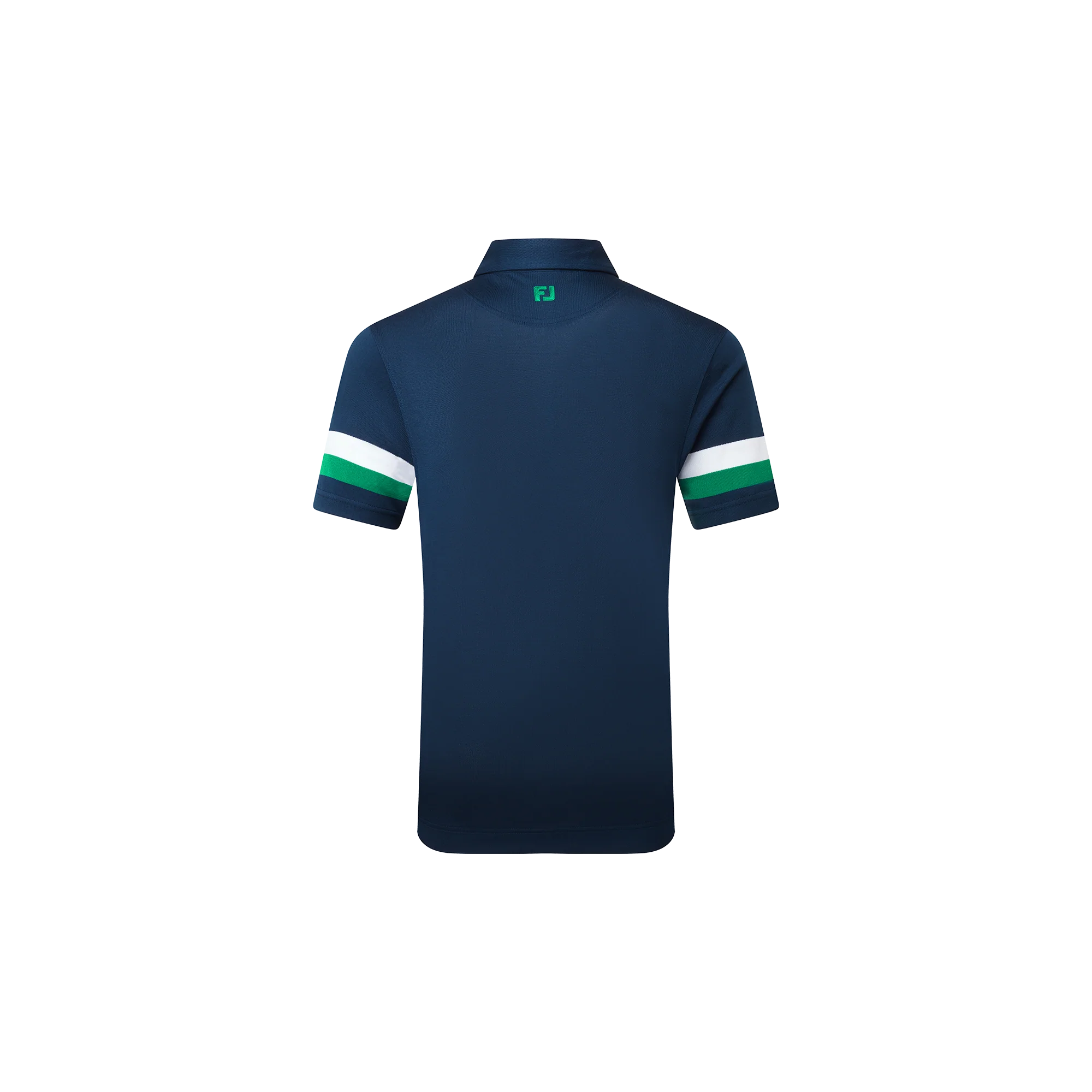 FootJoy x Bisque Golf Stretch Pique Striped Sleeve Polo - Navy/Green - Image 2