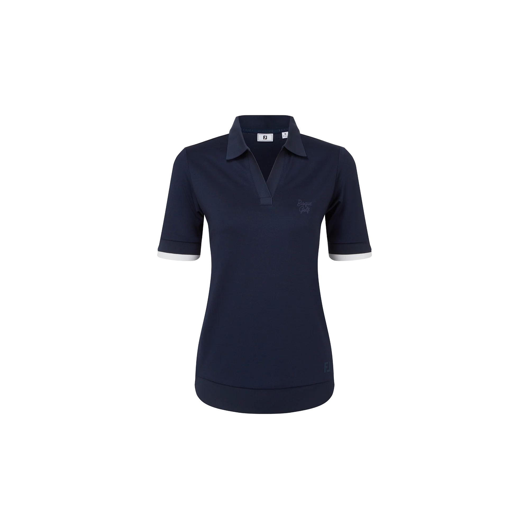 FootJoy x Bisque Golf Texture Knit Polo Women - Navy/White - Image 3