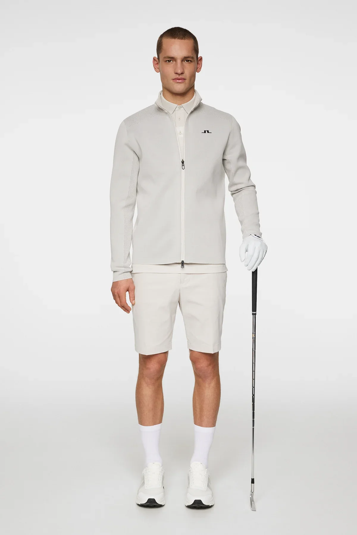 J. Lindeberg Bo Tech Knit Zip Sweater - Moonbeam - Image 4