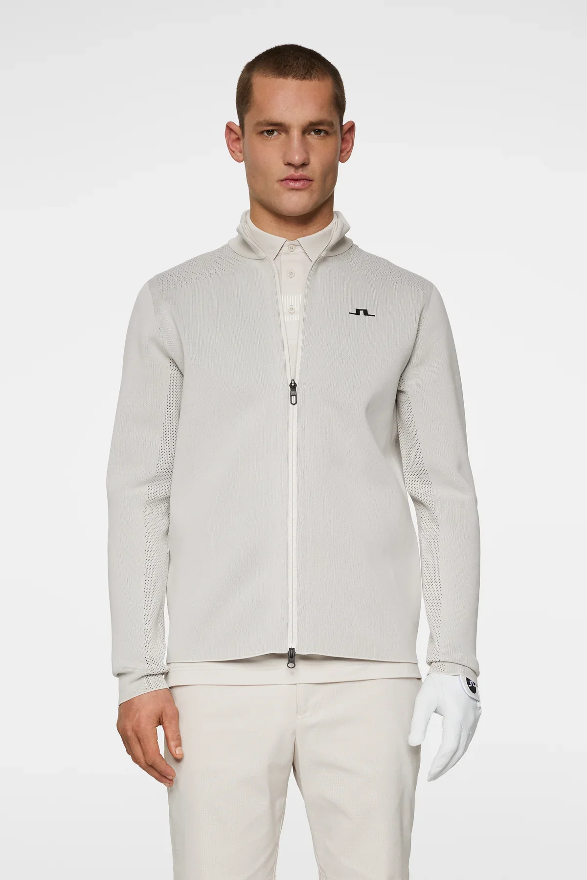 J. Lindeberg Bo Tech Knit Zip Sweater - Moonbeam - Image 8