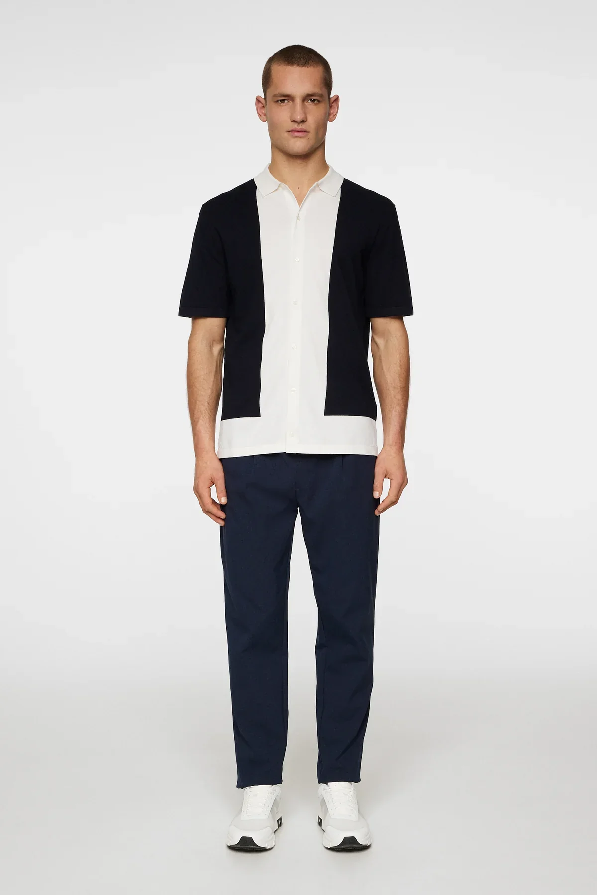 J. Lindeberg Rue Knitted Polo Shirt Navy - Image 4