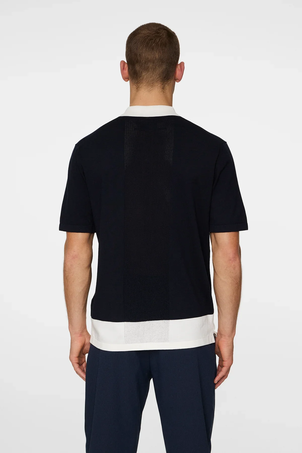 J. Lindeberg Rue Knitted Polo Shirt Navy - Image 5