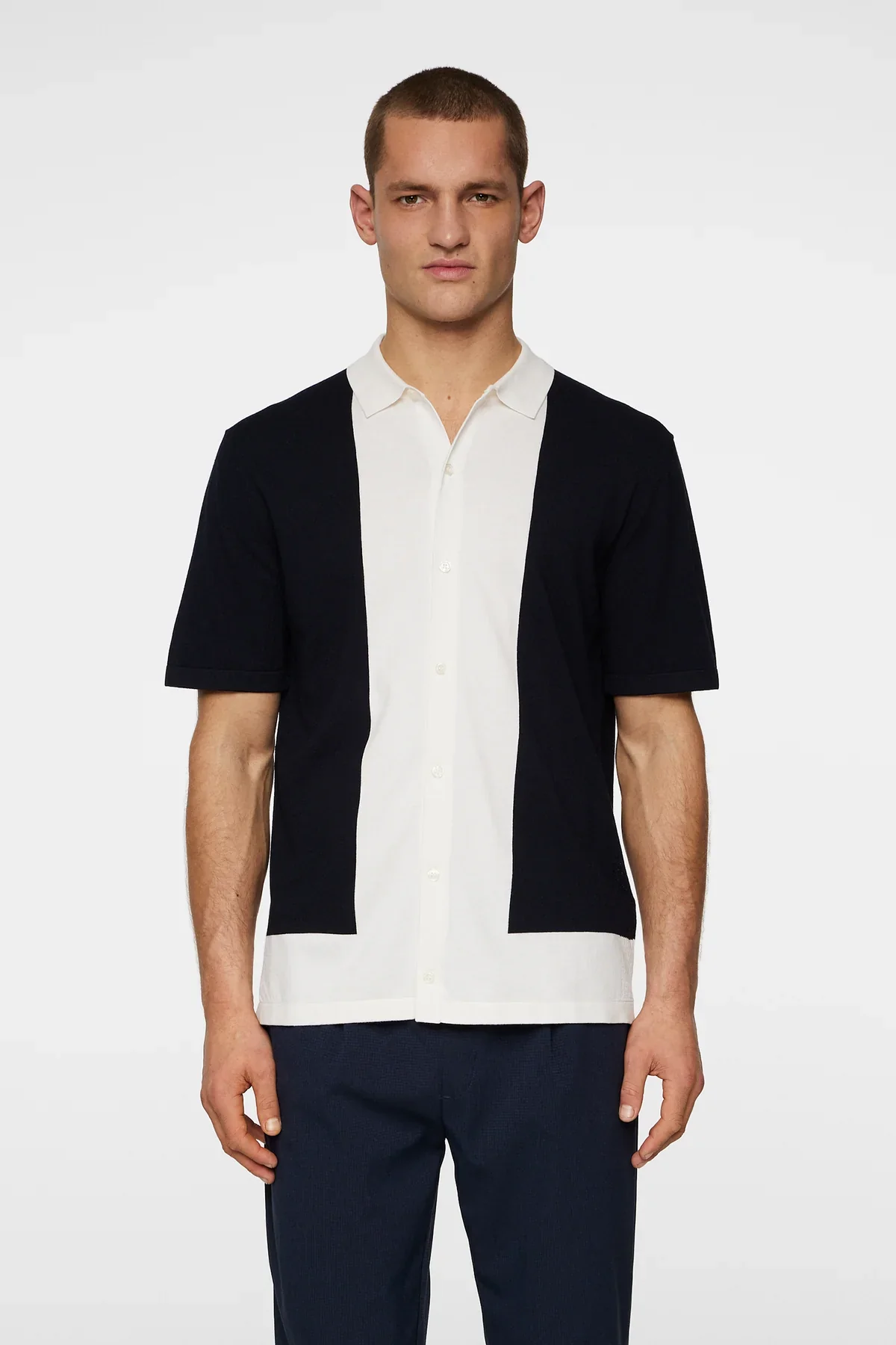 J. Lindeberg Rue Knitted Polo Shirt Navy - Image 6