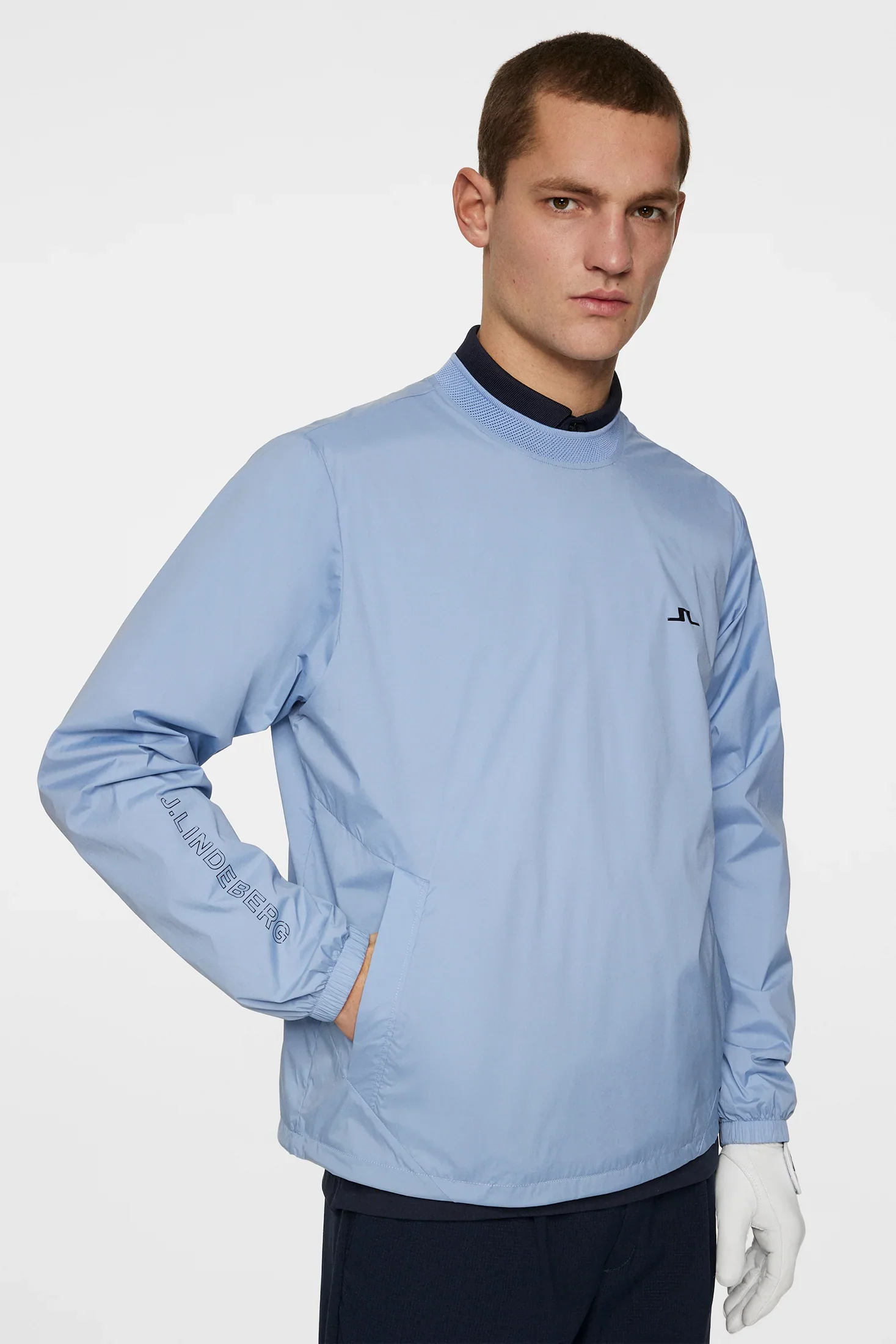 J.Lindeberg JL Pro Crewneck Windbreak - Rain Washed - Image 2