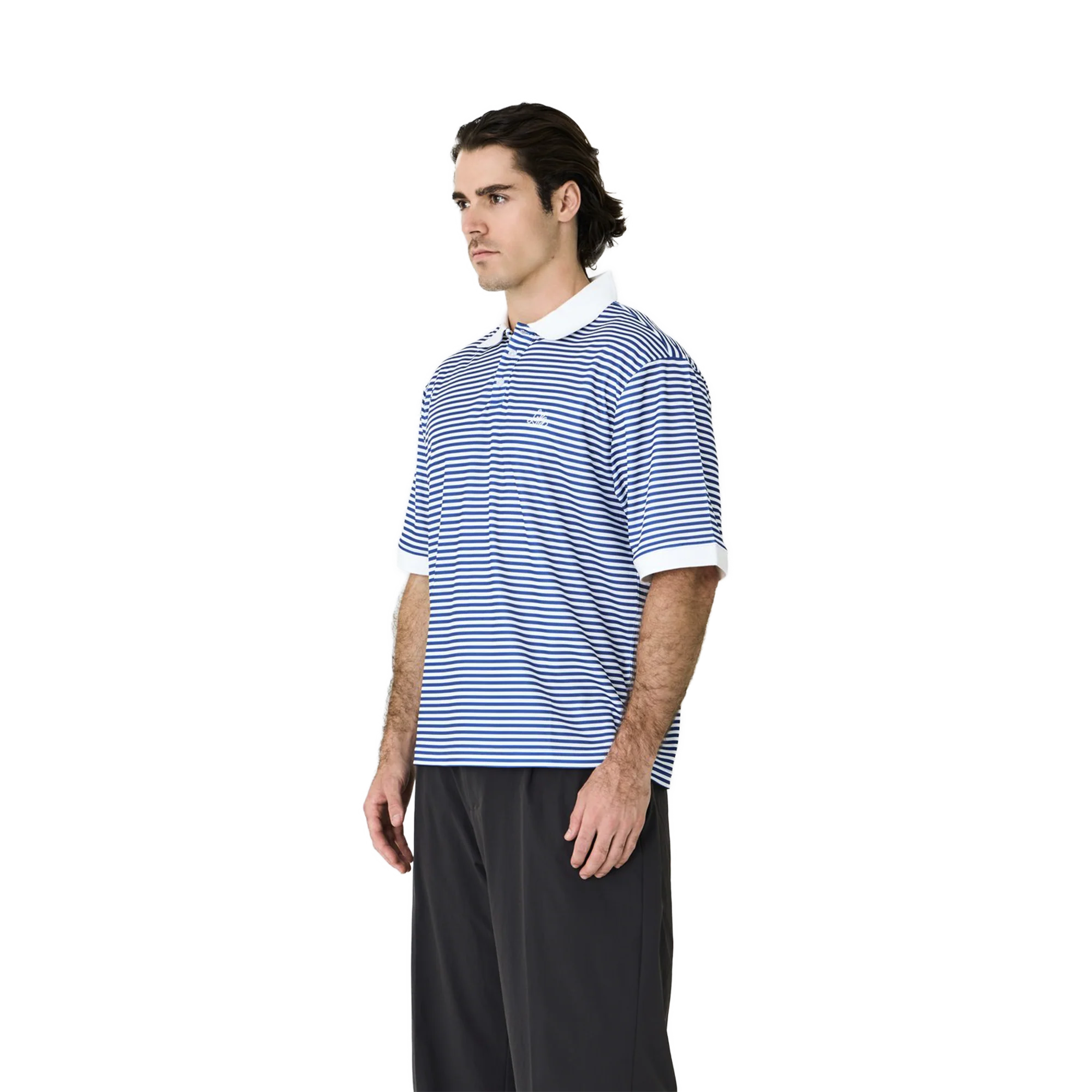Left of Field Golf Mornington Polo Striped - Blue/White - Image 2