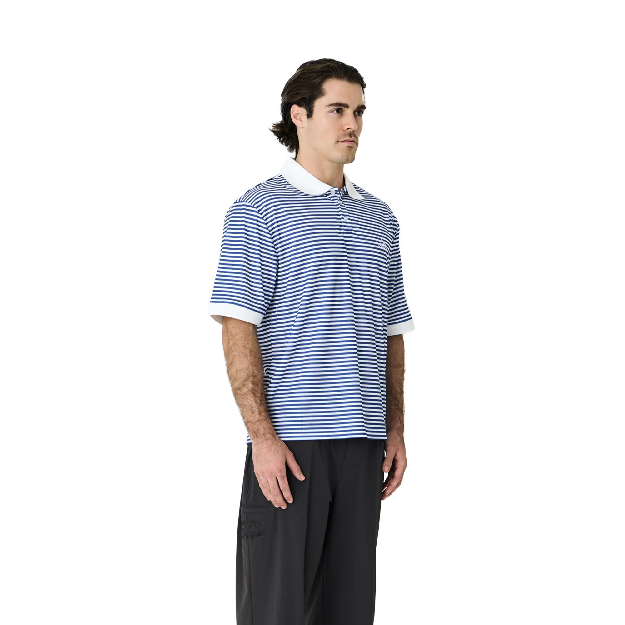 Left of Field Golf Mornington Polo Striped - Blue/White - Image 5