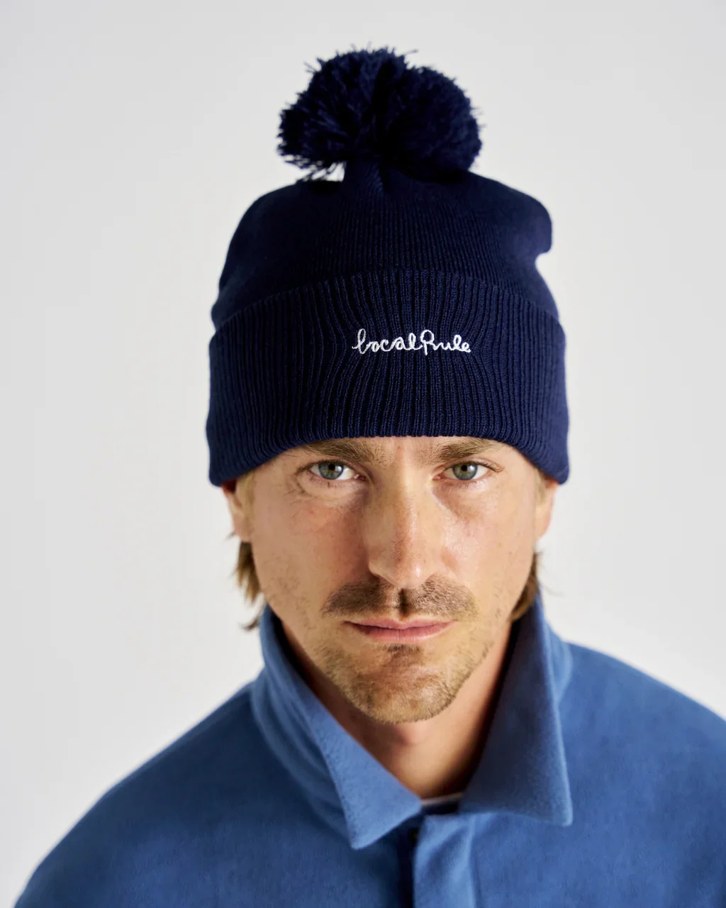 Local Rule Pom Pom Beanie - Navy - Image 5