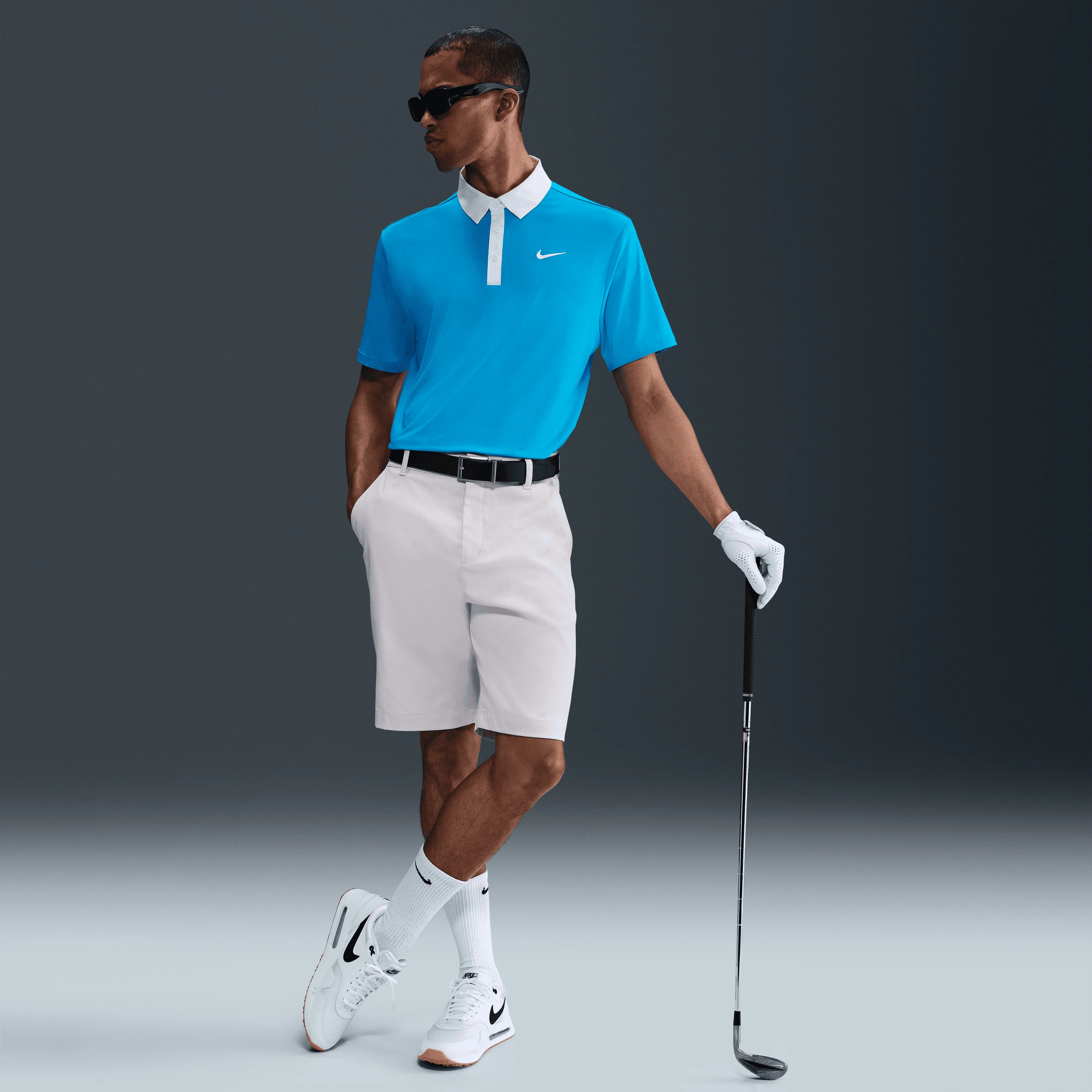 Nike M Dri-FIT Tour Contrast Polo - Laser Blue/White/White - Image 8