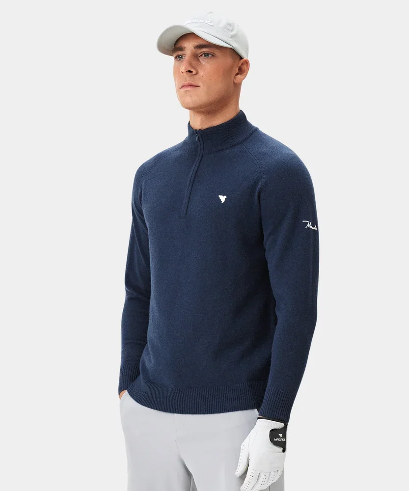 Macade Bridge Dark Blue Merino Quarter Zip - Image 6