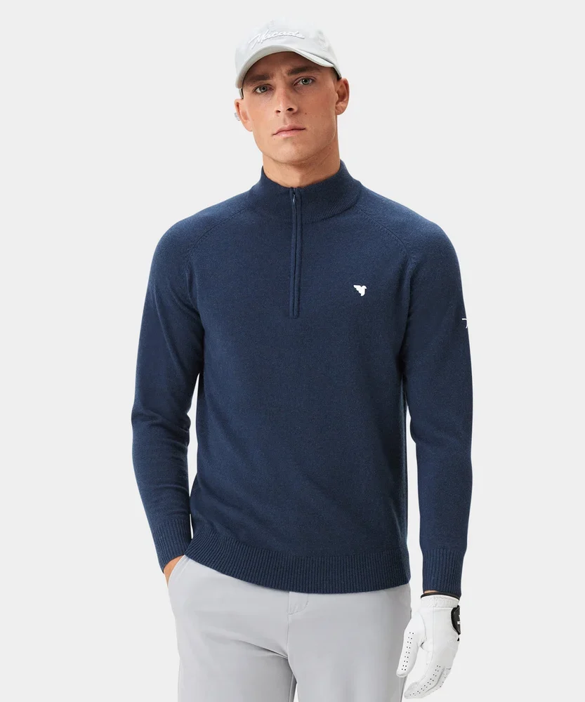 Macade Bridge Dark Blue Merino Quarter Zip - Image 7