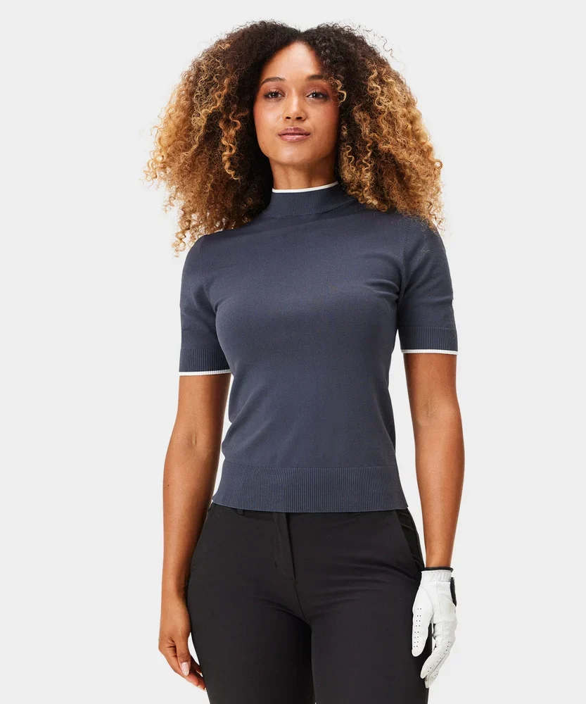 Macade Charcoal Air Mock Neck Top - Image 3
