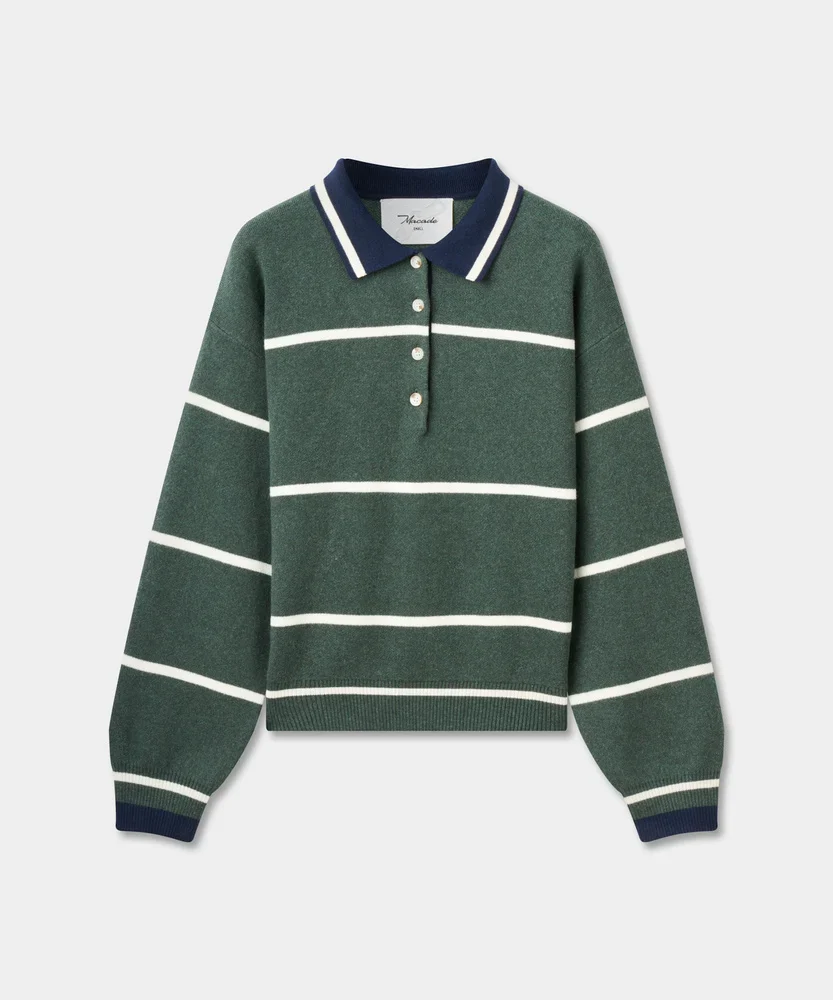 Macade Green Club Knit Polo Sweater - Image 3