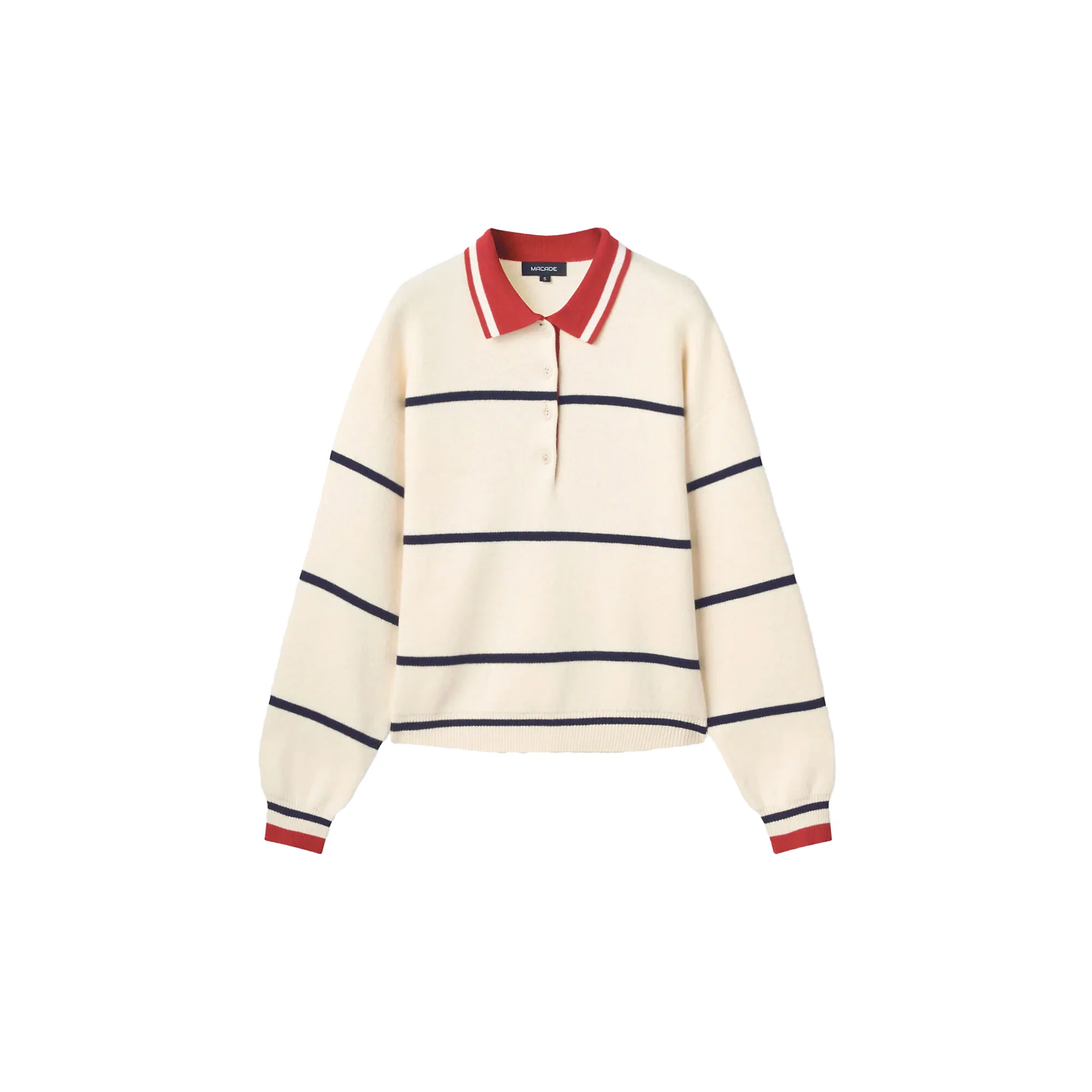 Macade Powder Club Knit Polo Sweater - Powder White - Image 3