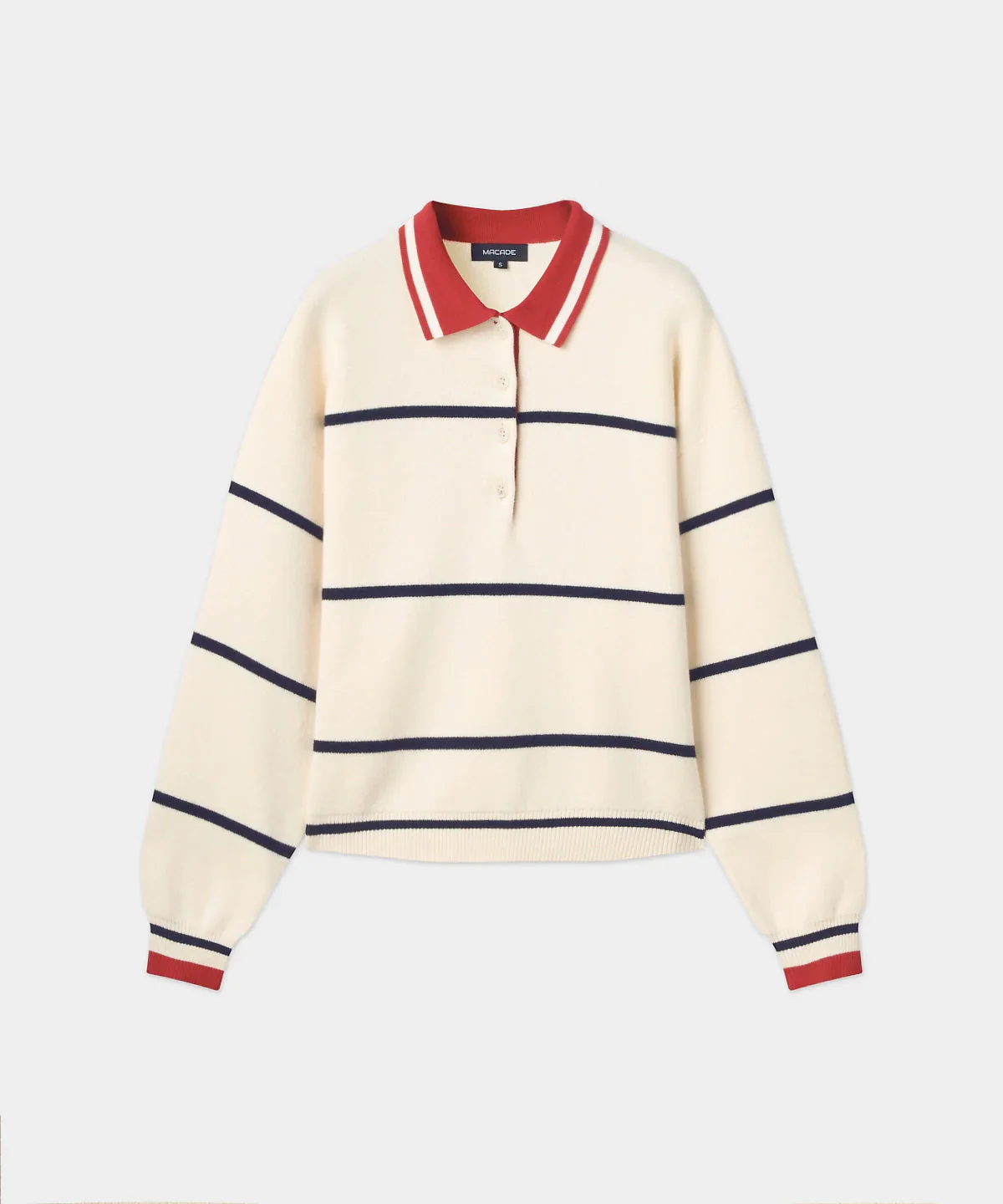 Macade Powder Club Knit Polo Sweater - Powder White - Image 4