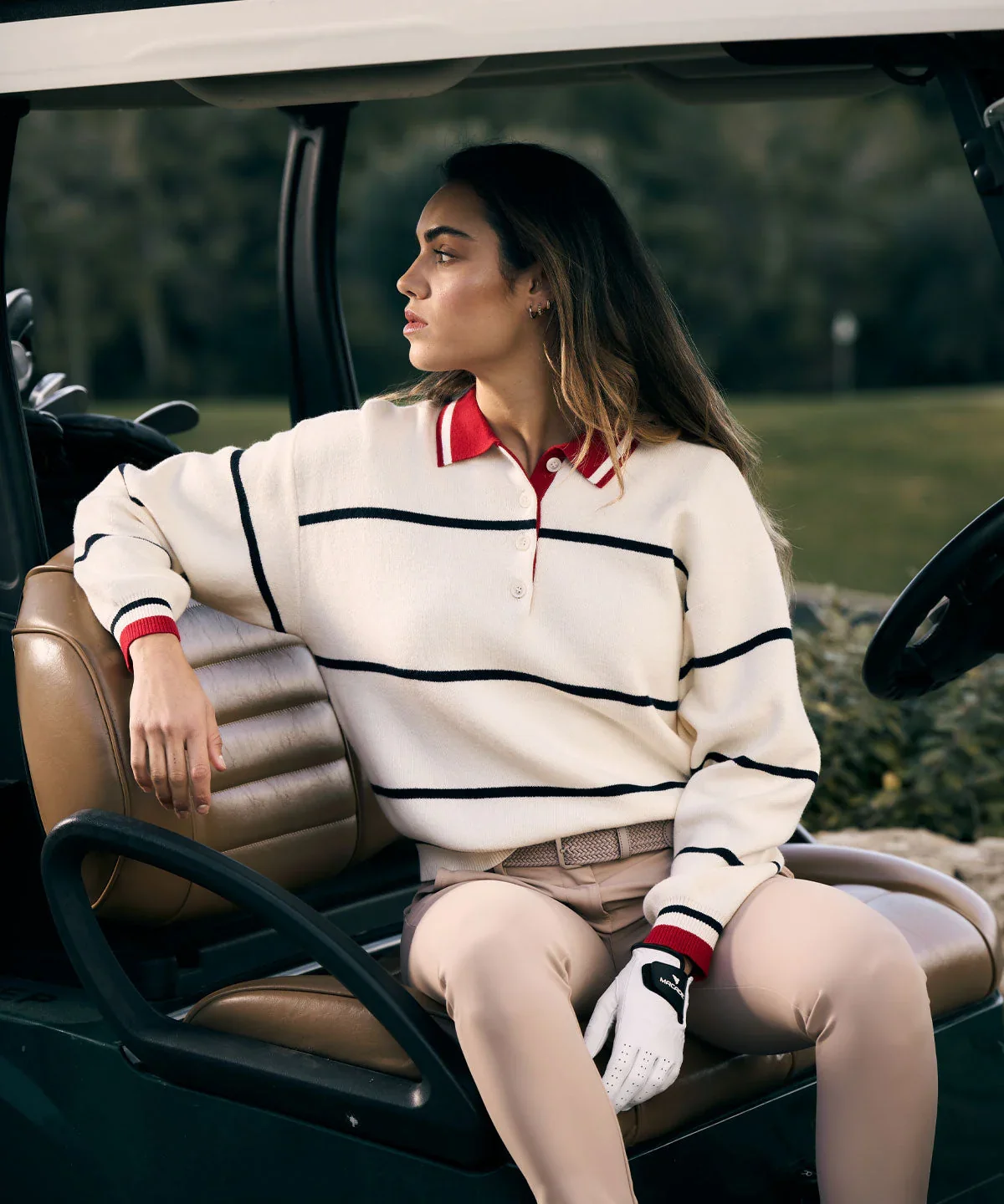 Macade Powder Club Knit Polo Sweater - Powder White - Image 5