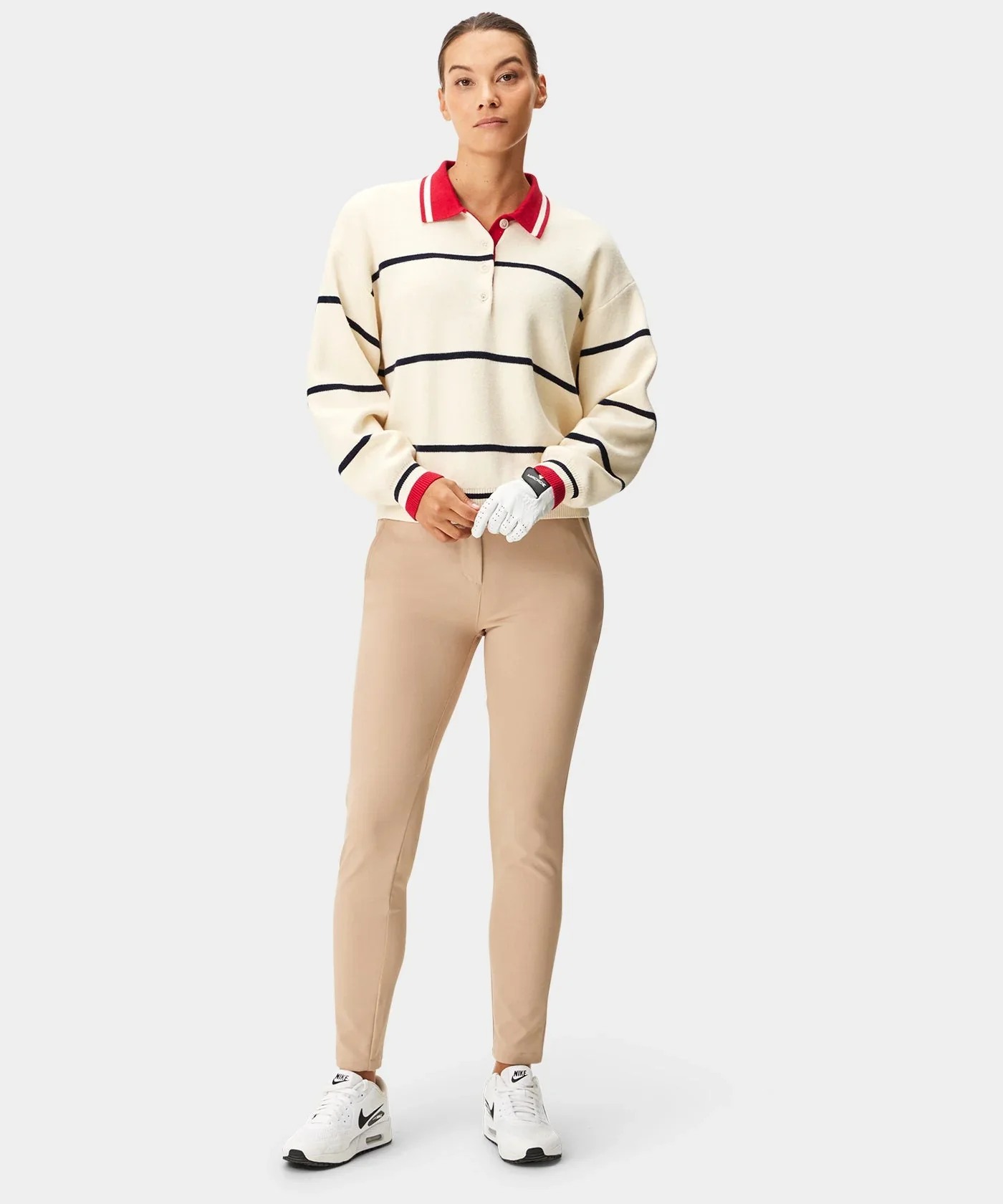 Macade Powder Club Knit Polo Sweater - Powder White - Image 6