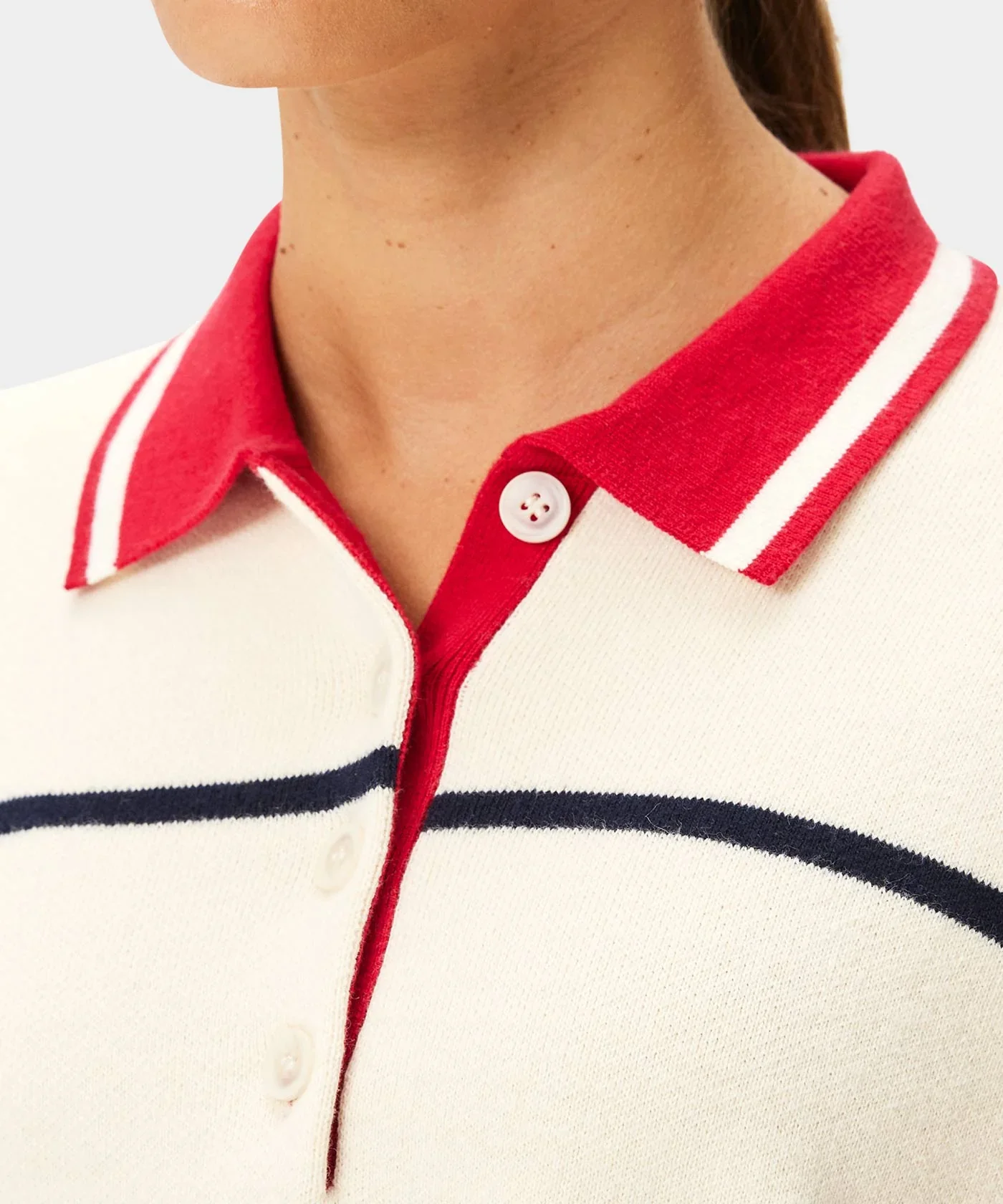 Macade Powder Club Knit Polo Sweater - Powder White - Image 7