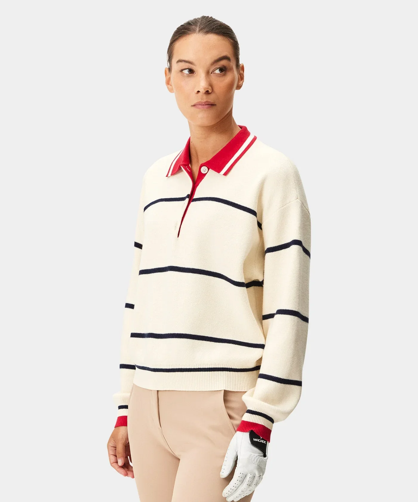 Macade Powder Club Knit Polo Sweater - Powder White - Image 9