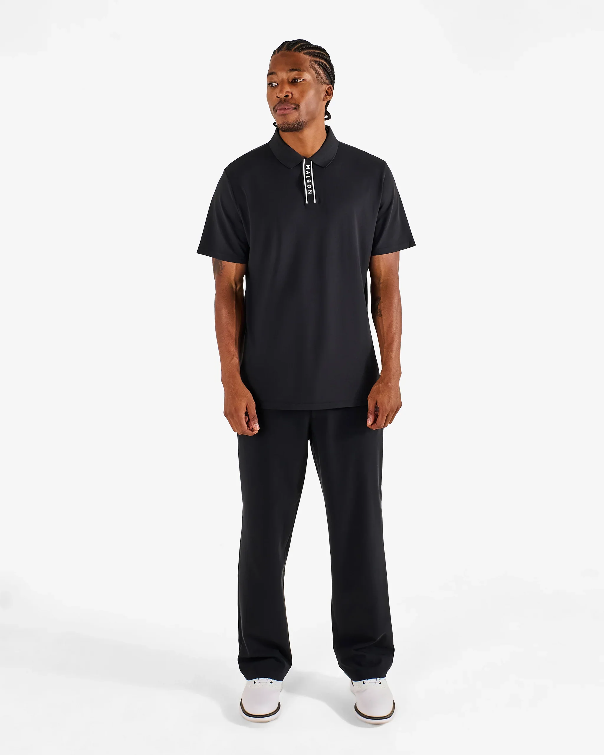 Malbon Block Placket Polo - Black - Image 5