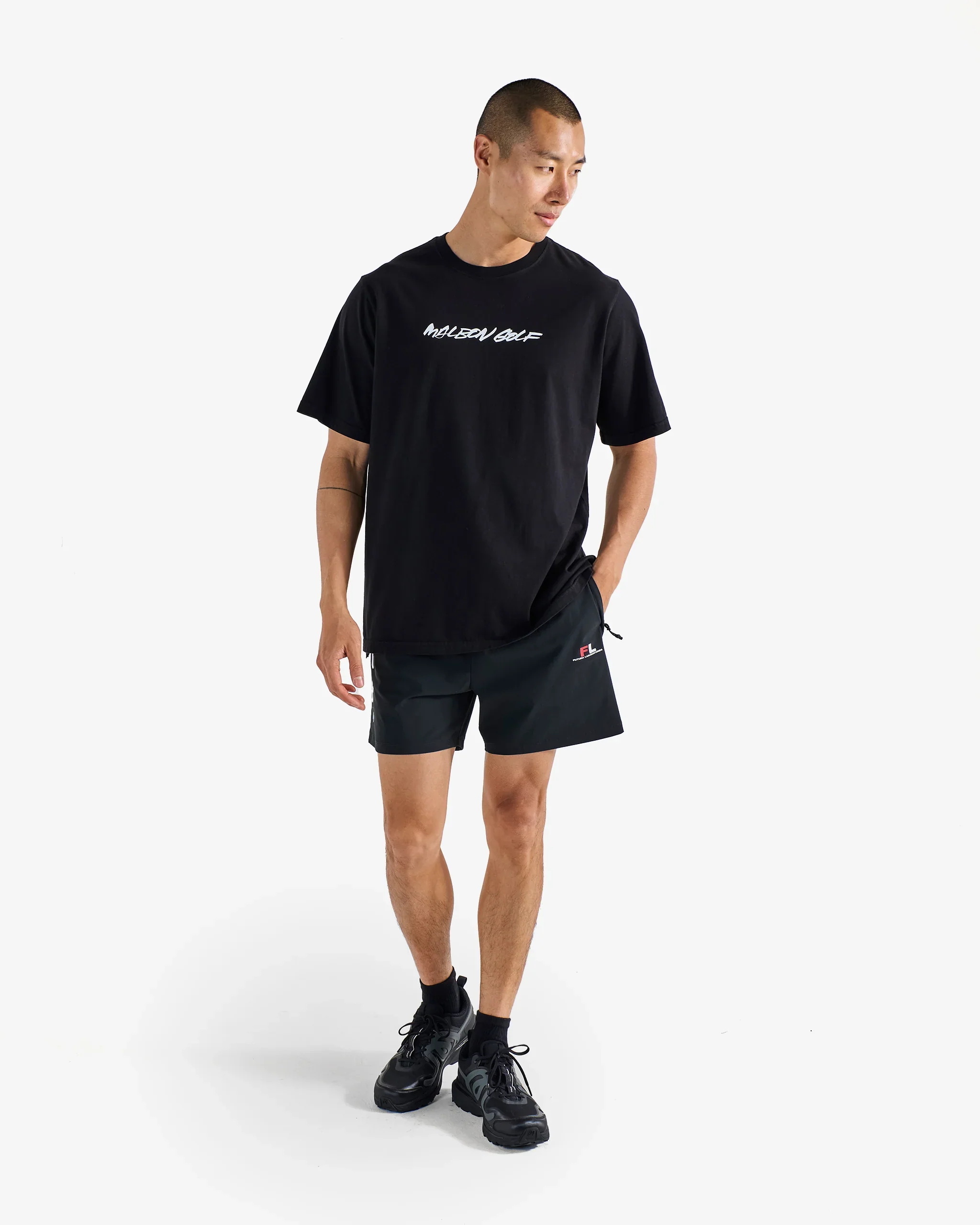 Malbon Futura Tag Tech Short - Black - Image 3
