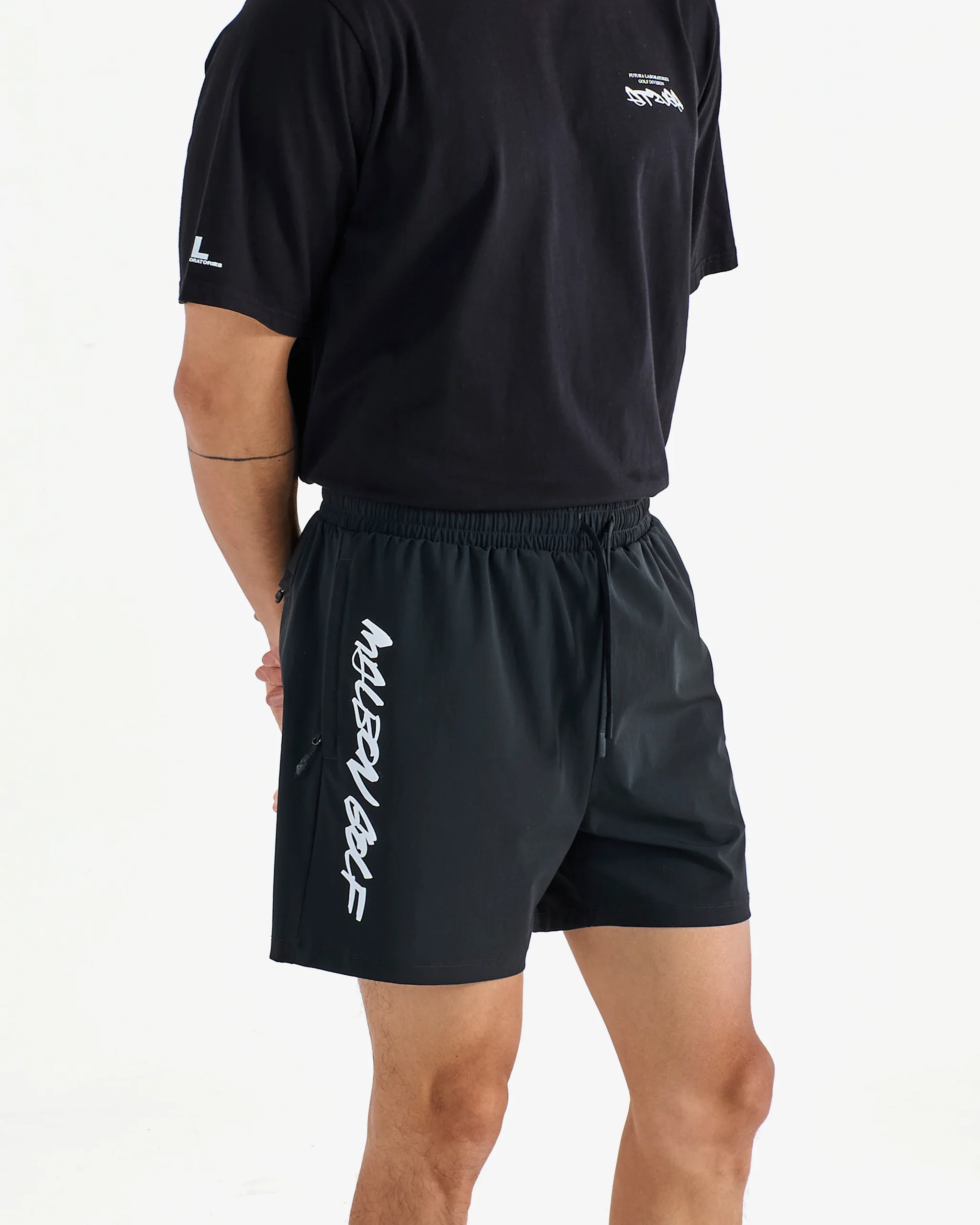Malbon Futura Tag Tech Short - Black - Image 6