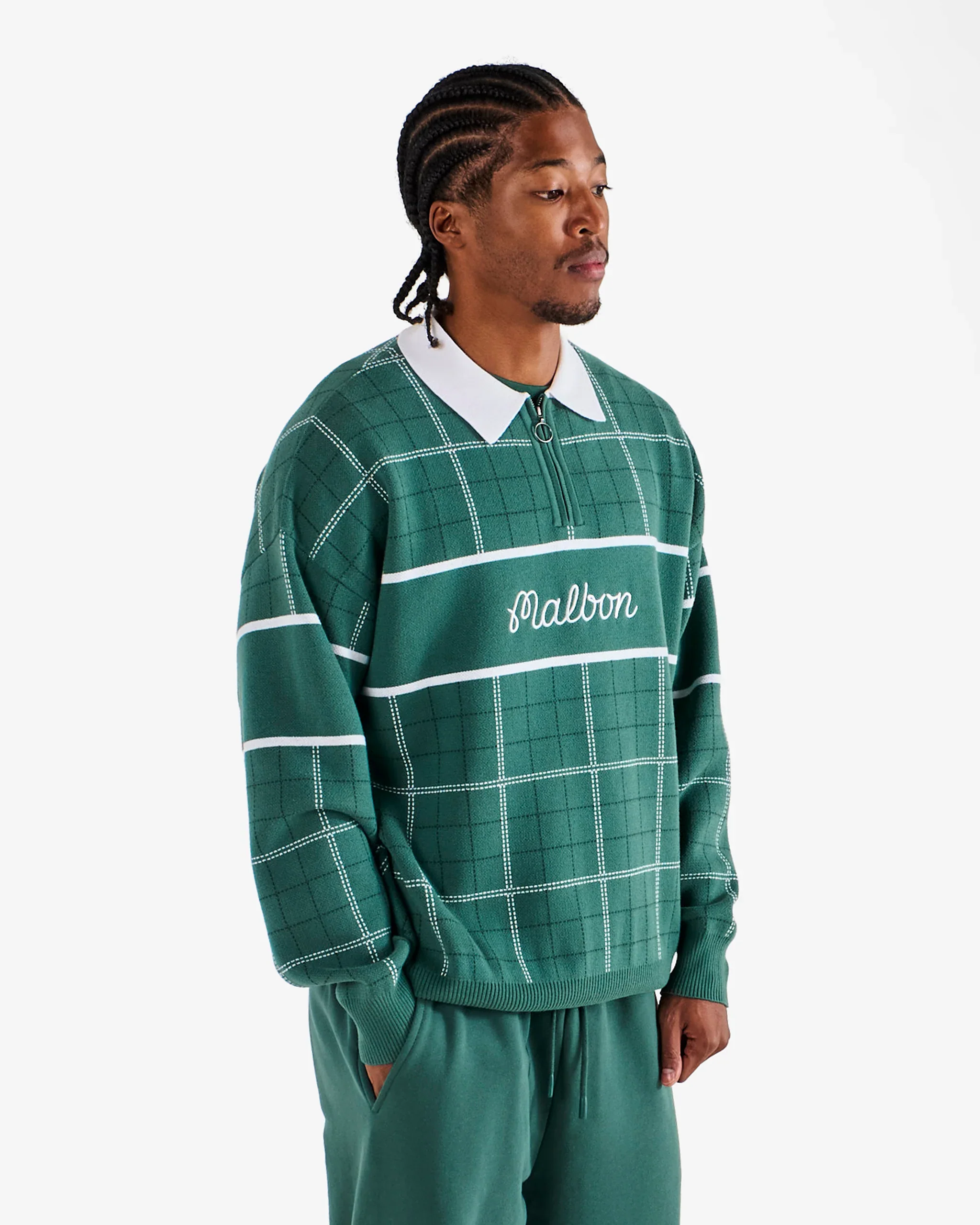 Malbon Golf Bennet Plaid Sweater - Green - Image 5