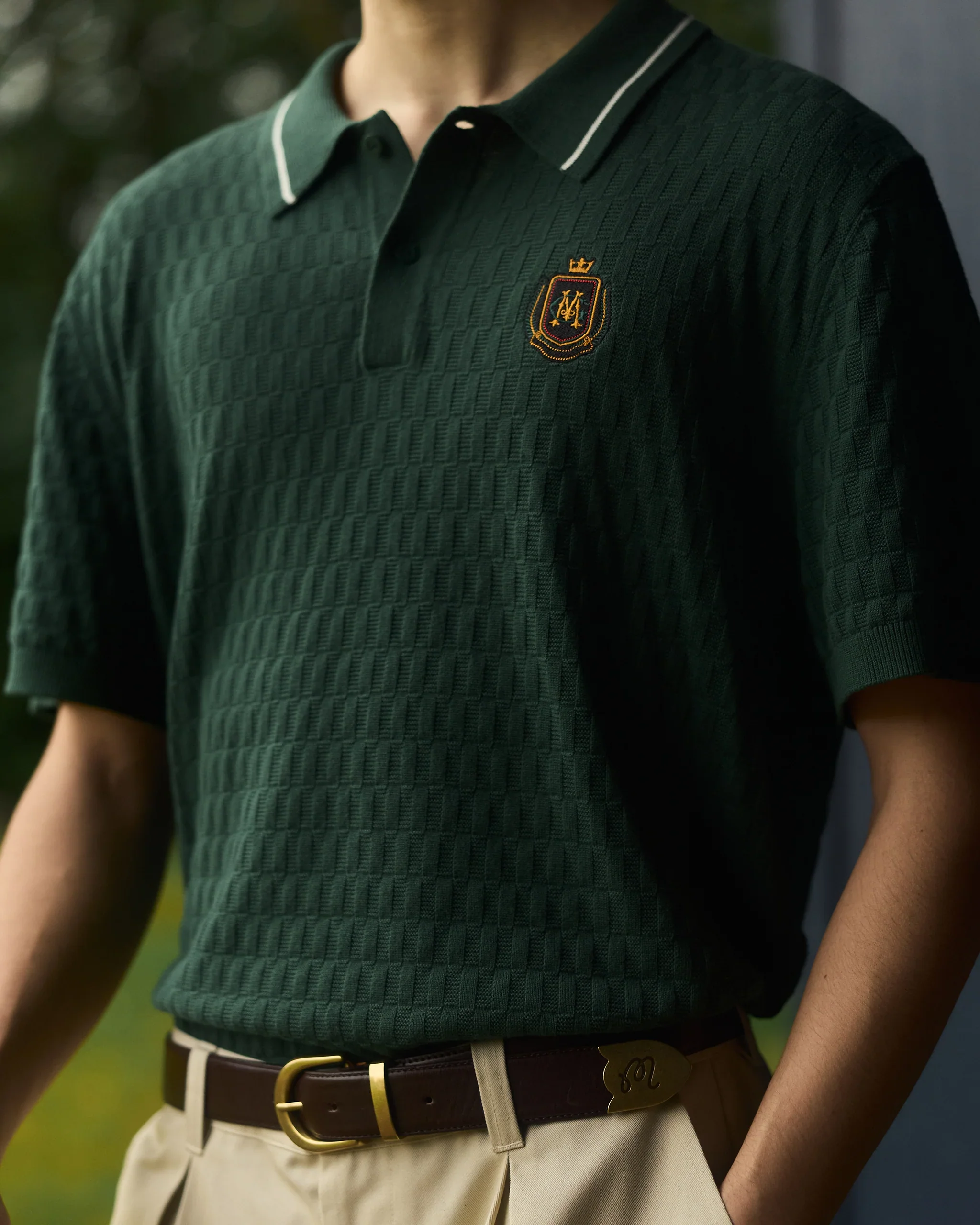 Malbon Golf Crest Knit Polo - Myrtle - Image 5